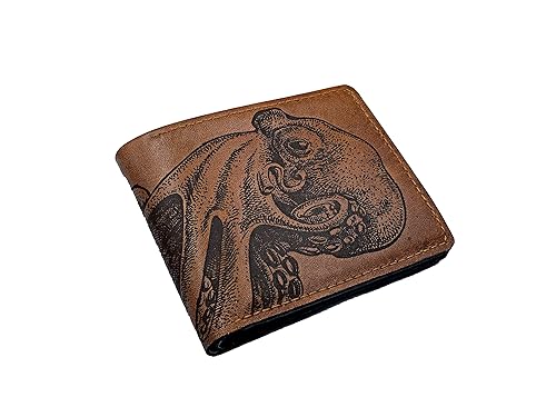 Personalized leather men's wallet, octopus pattern wallet, ocean sea summer gift for him, christmas gift idea for men, sea lover present