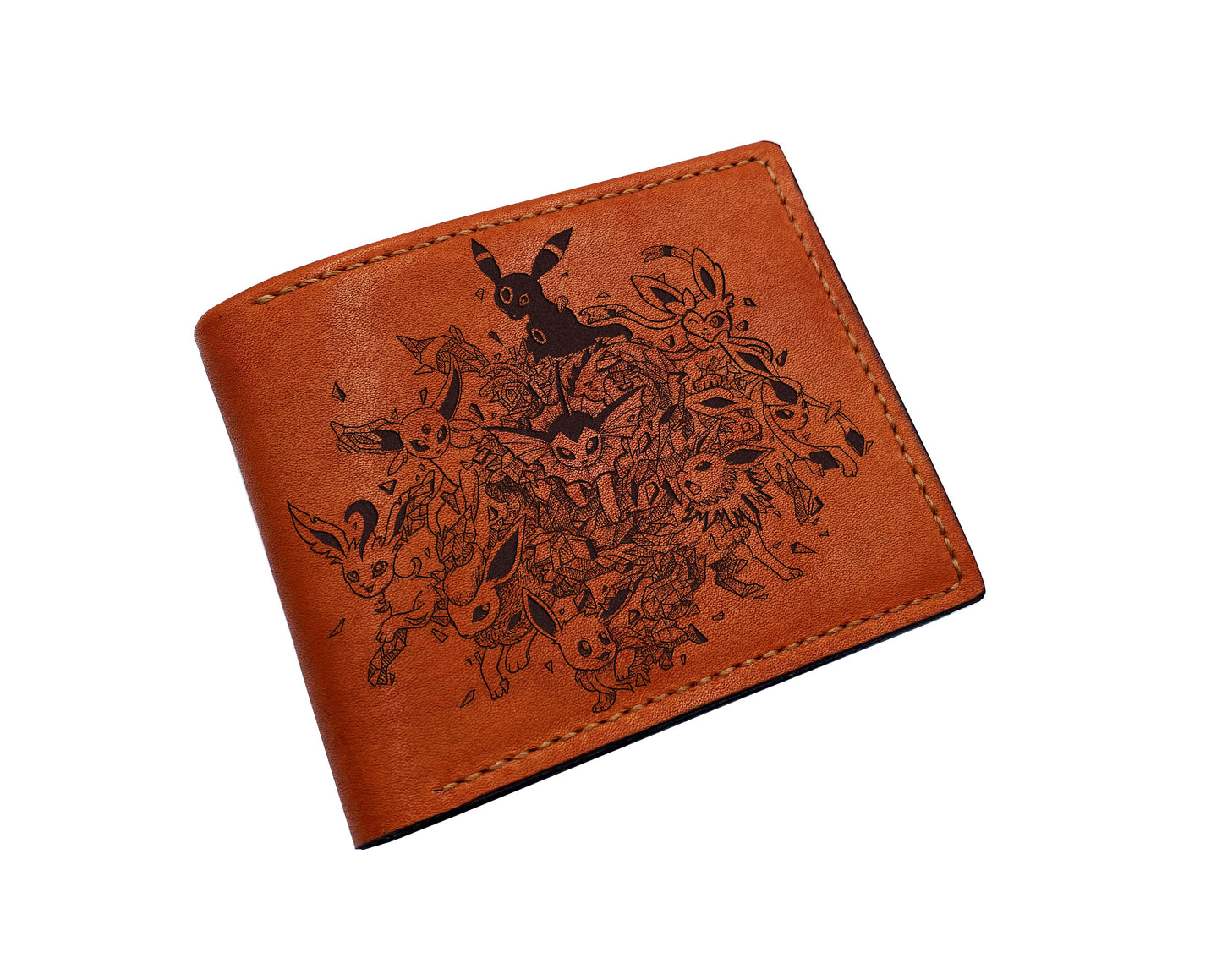 Eevee evolution leather wallet, customized leather gift for boyfriend, pokemon wallet, gift for kid, cool birthday gift ideas for husband