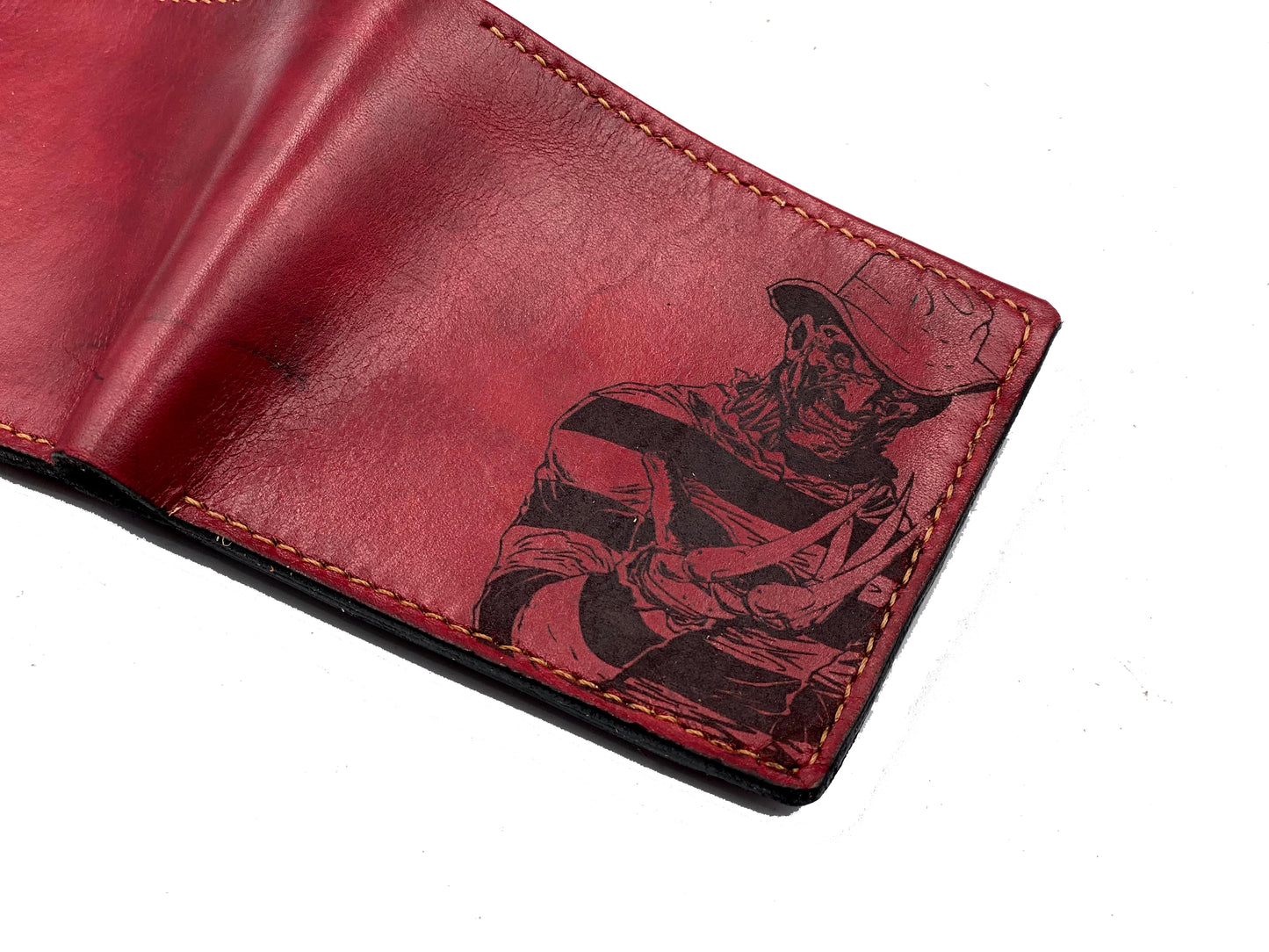 Freddy Krueger leather handmade wallet, custom horror wallet, personalized gift for men in Halloween