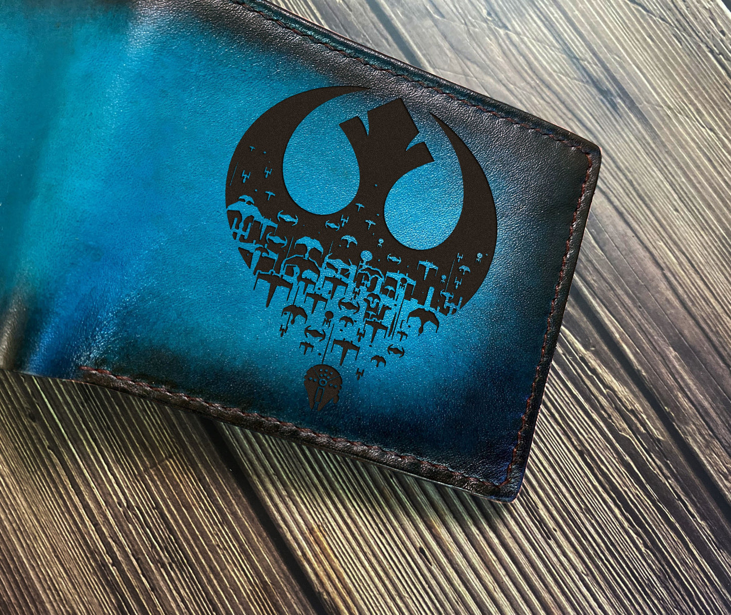 Jedi Starwars logo engraving wallet, starwars men's wallet, gift for him, birthday anniversary starwars style present, wedding gift ideas