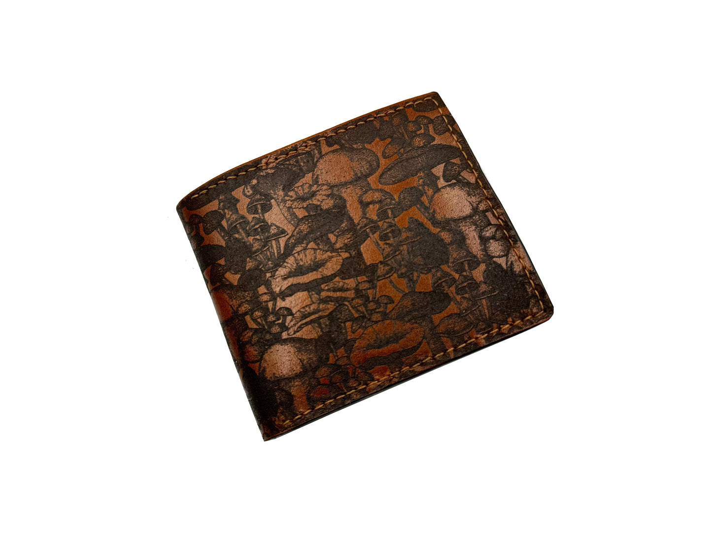 Mushroom leather men's wallet, customized mushroom gift for men, plant tree lover gifts