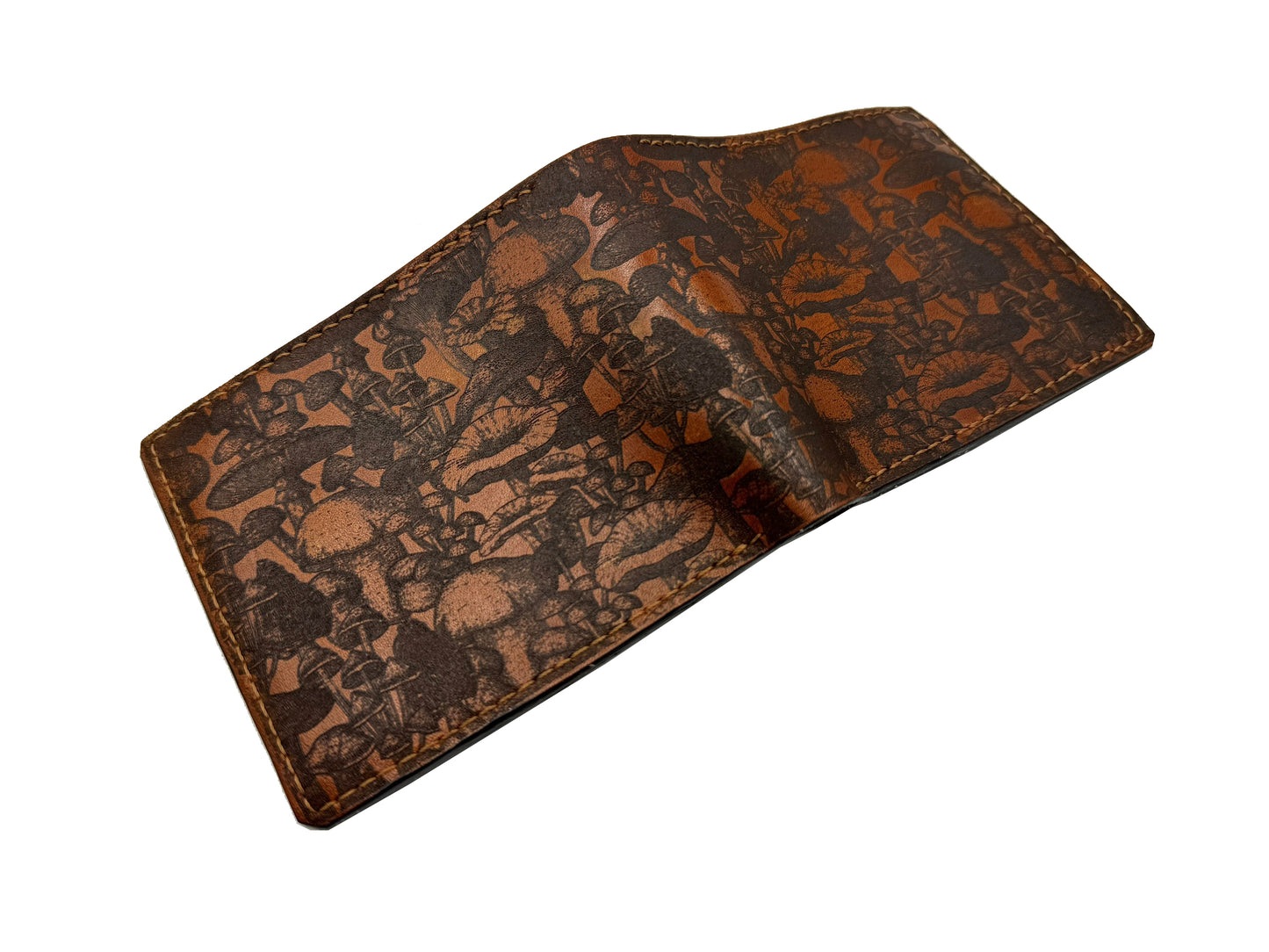 Mushroom leather men's wallet, customized mushroom gift for men, plant tree lover gifts