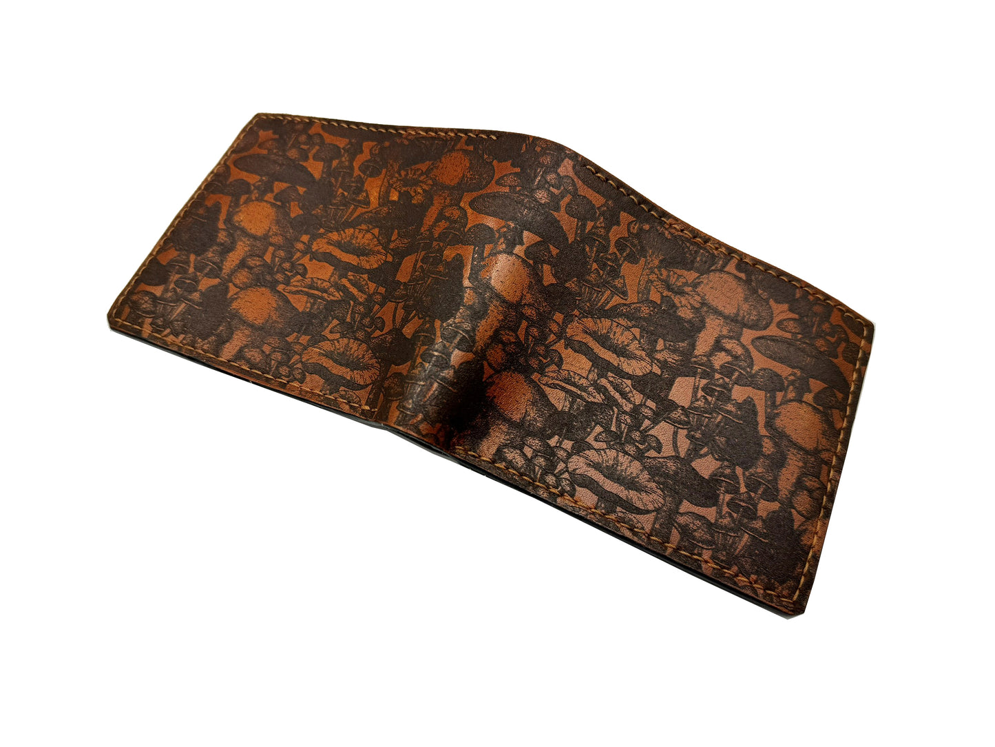 Mushroom leather men's wallet, customized mushroom gift for men, plant tree lover gifts