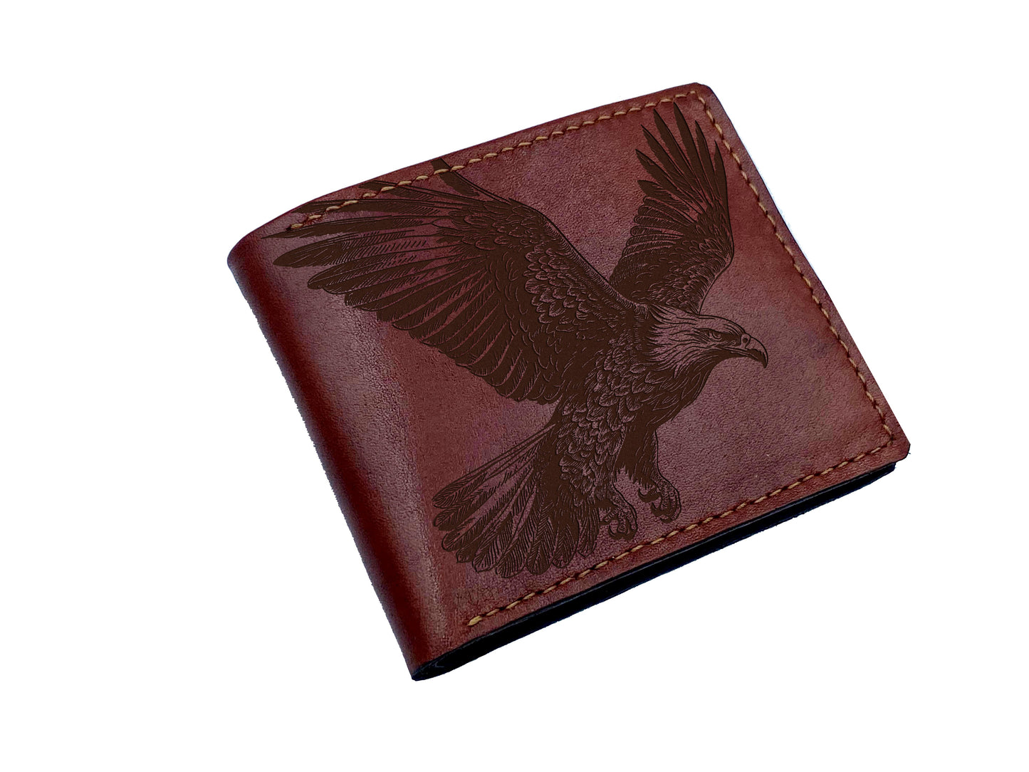 American Eagle drawing leather men's wallet, animal bird predator leather bag, Eagle men's gift, wallet for dad, husband, valentines gift