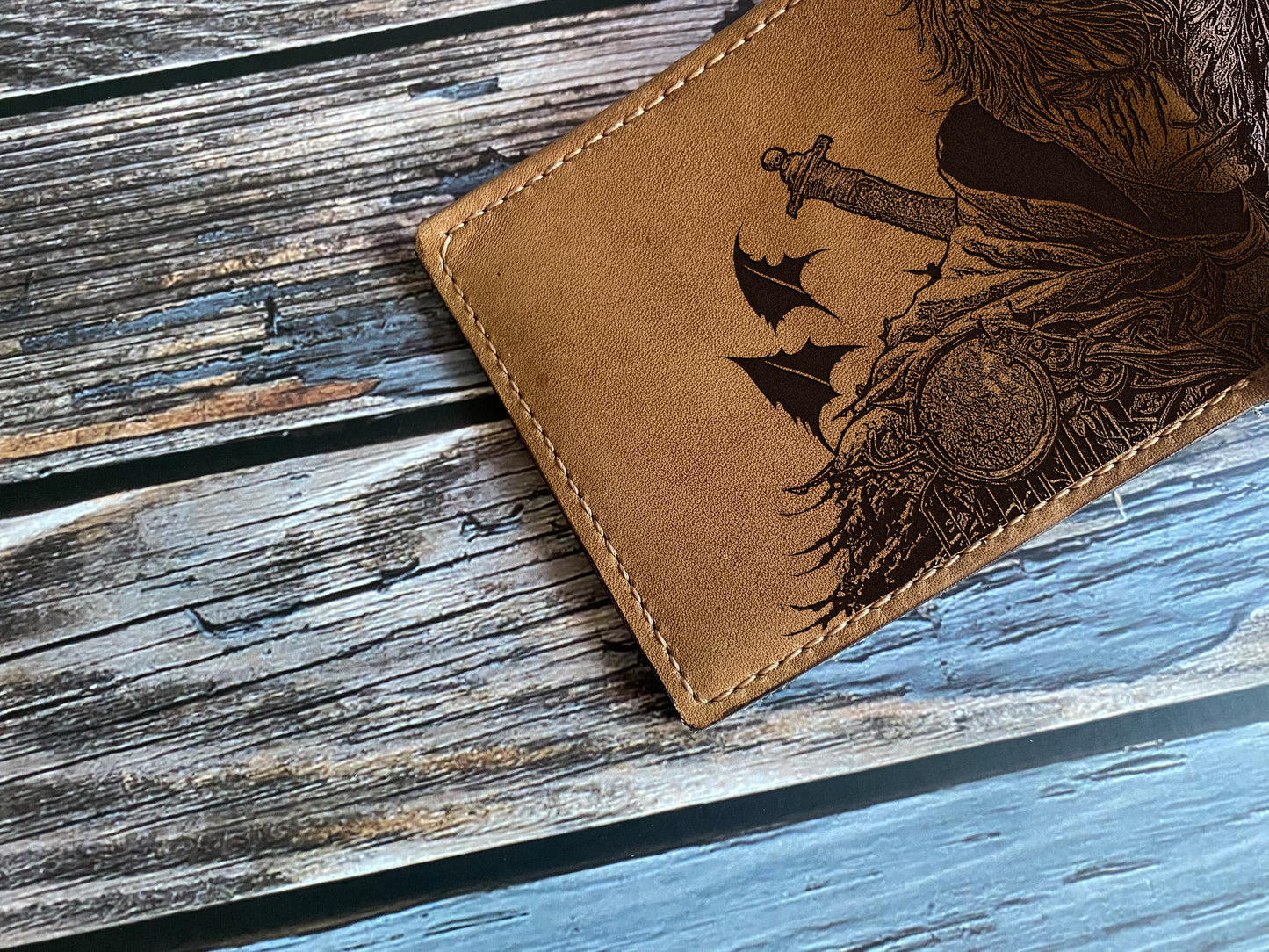 Manga leather gift for him, Anime Japan inspired art, warrior anime custom gift, birthday present for him, 3rd leather anniversary for men