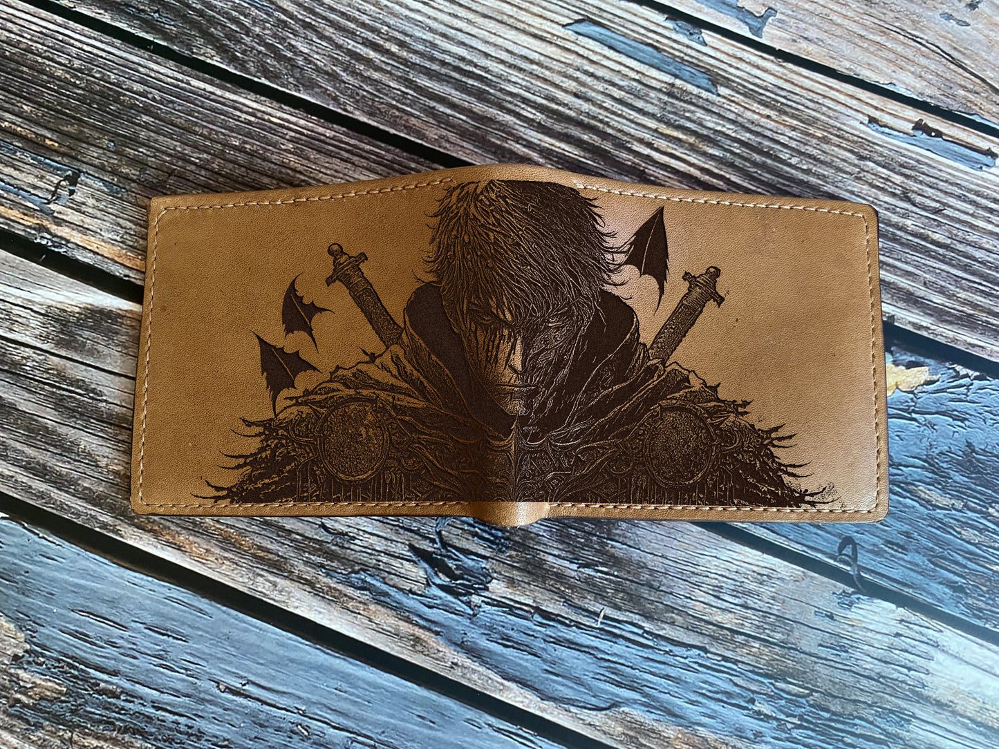 Manga leather gift for him, Anime Japan inspired art, warrior anime custom gift, birthday present for him, 3rd leather anniversary for men