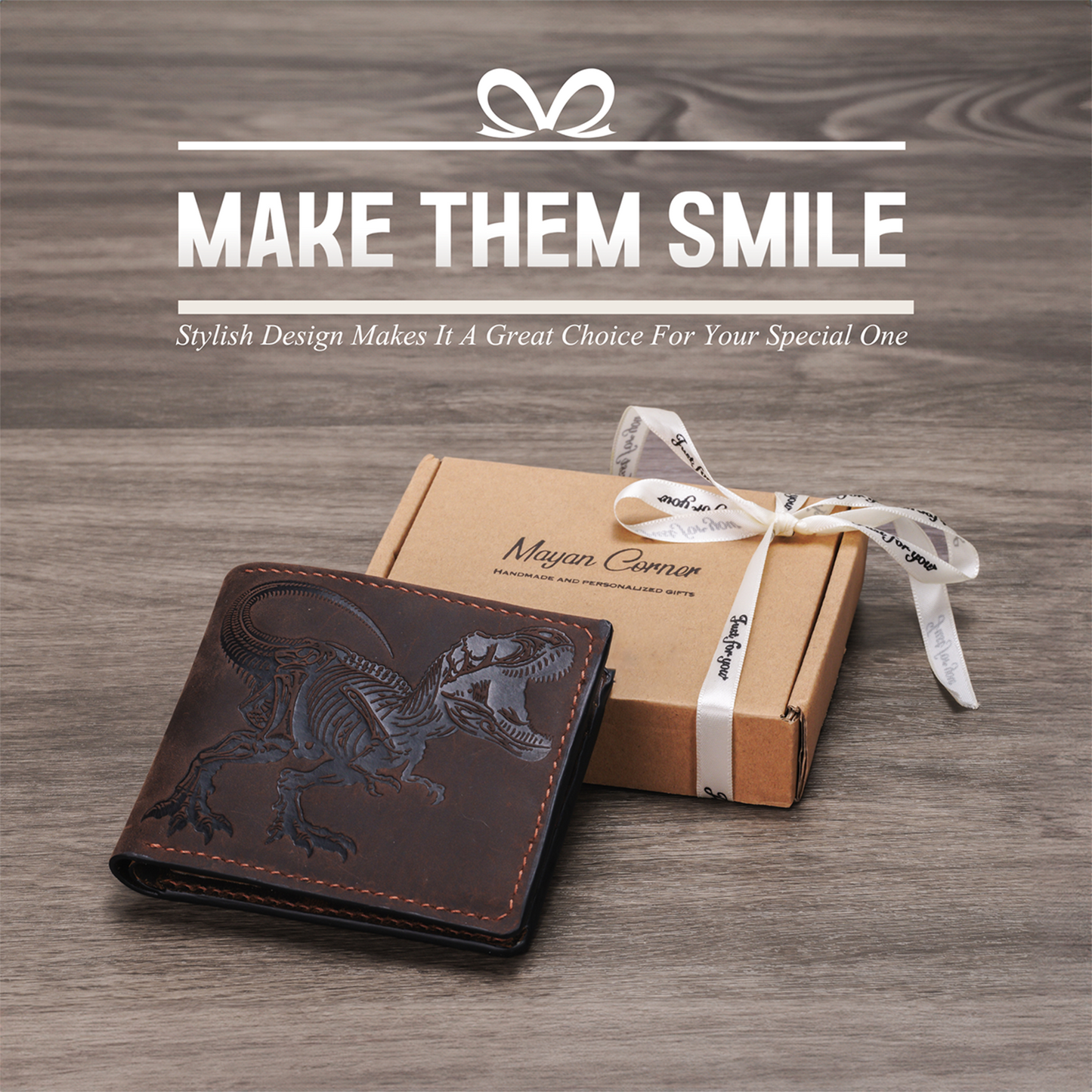 T-rex leather handmade wallet, authentical handcrafted wallet, custom gift ideas for him - Waxed leather
