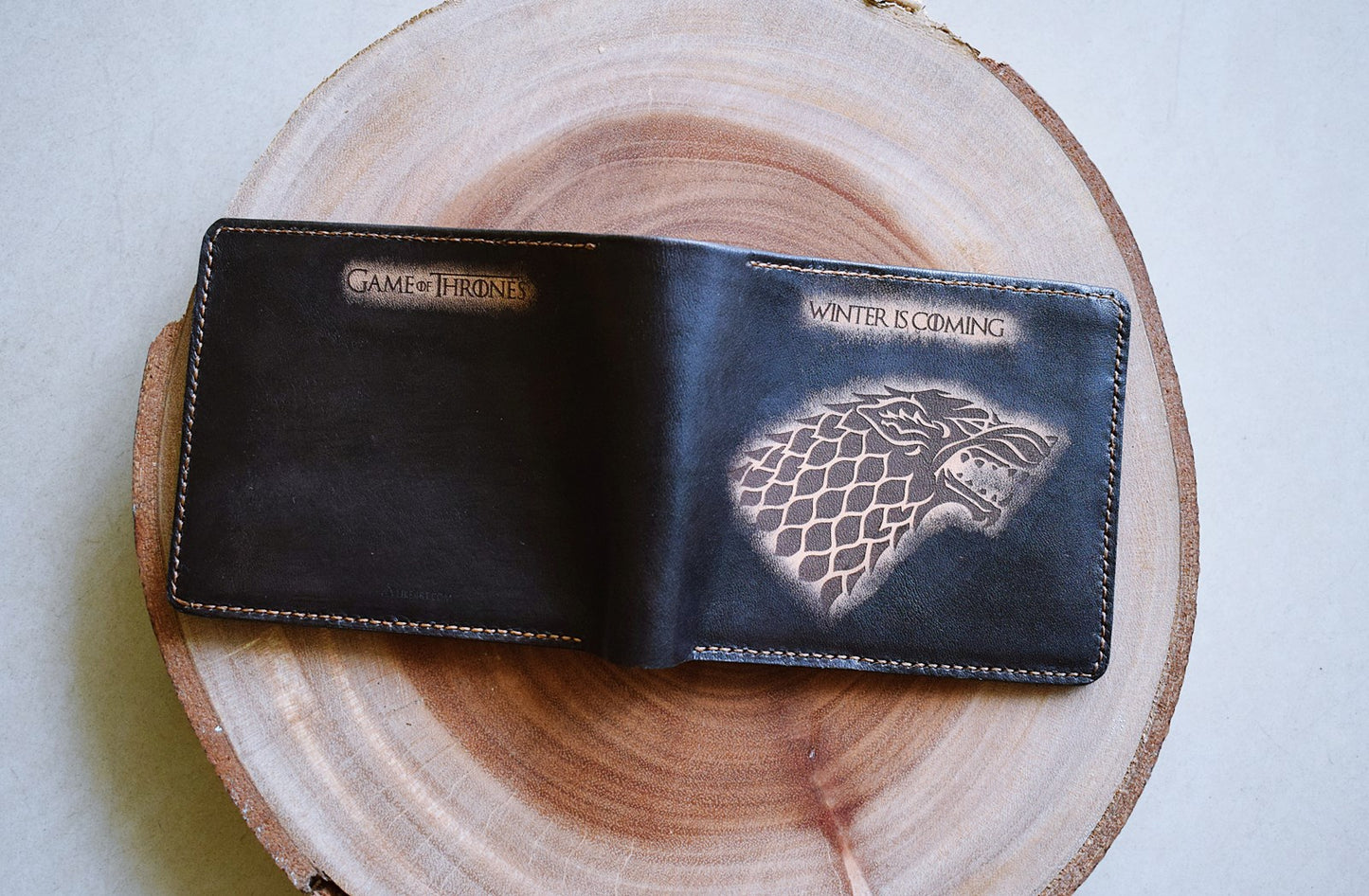 Mayan Corner - Game of Thrones leather men's wallet, men's gift ideas, personalized gift for him, anniversary present - House Stark Logo