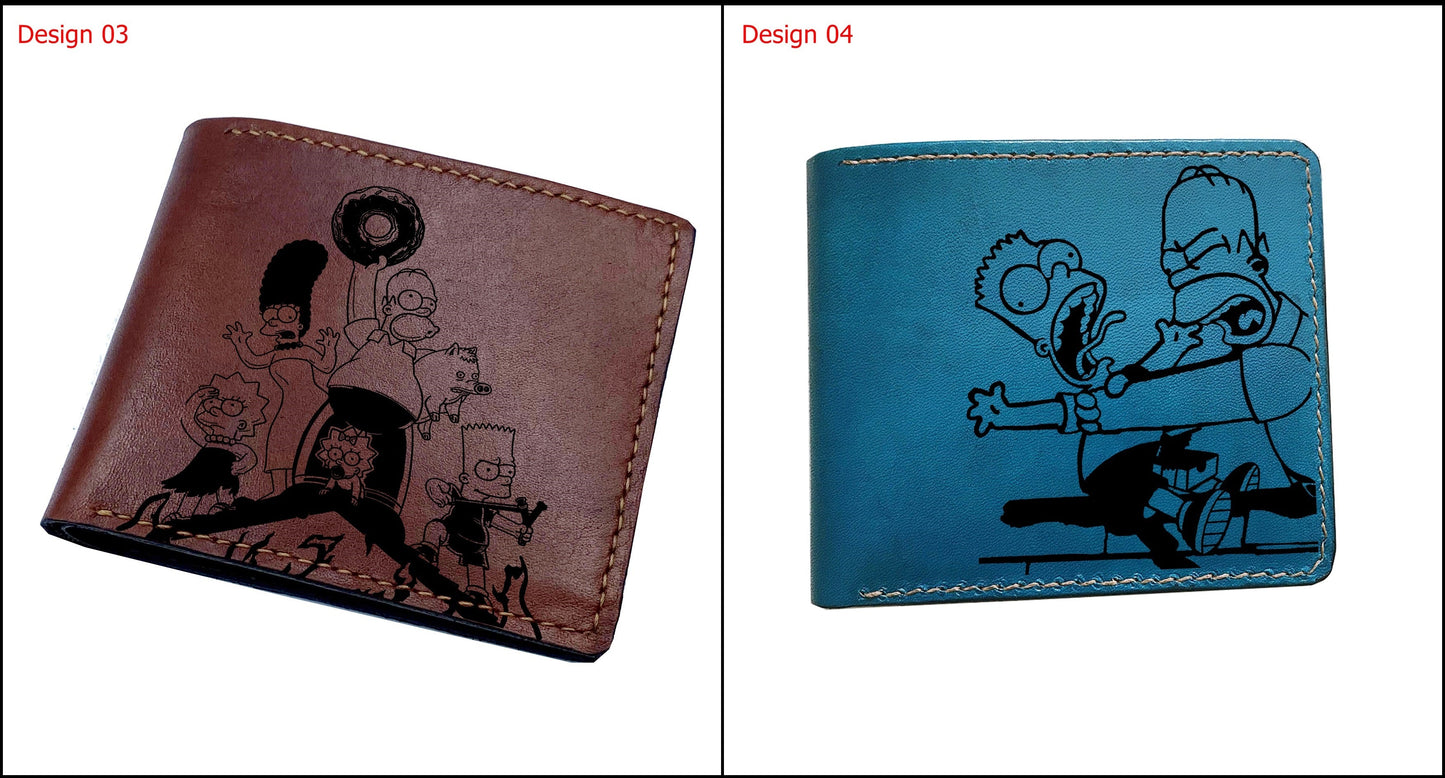 Mayan Corner - Bart Simpson movie characters leather gift, The Simpsons movie leather art, cute leather wallet, christmast gift ideas for men