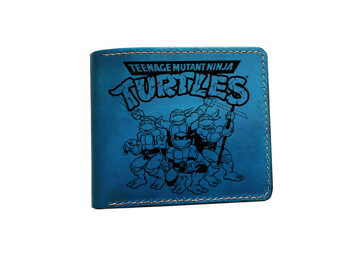 Mayan Corner - Personalized genuine leather handmade wallet, leather gift ideas for him, ninja turtle leather art wallet - 0111222