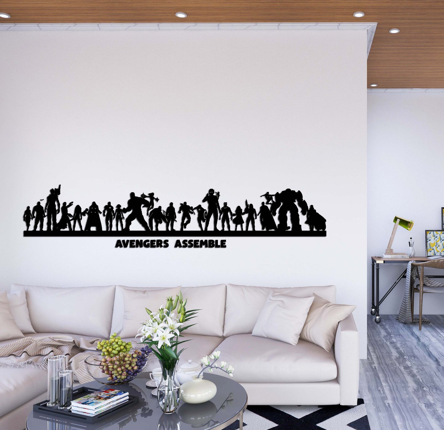 Wooden wall art home decor, Avenger assemble team wall art set, superheroes wall decoration, living room bedroom nursery morden decor