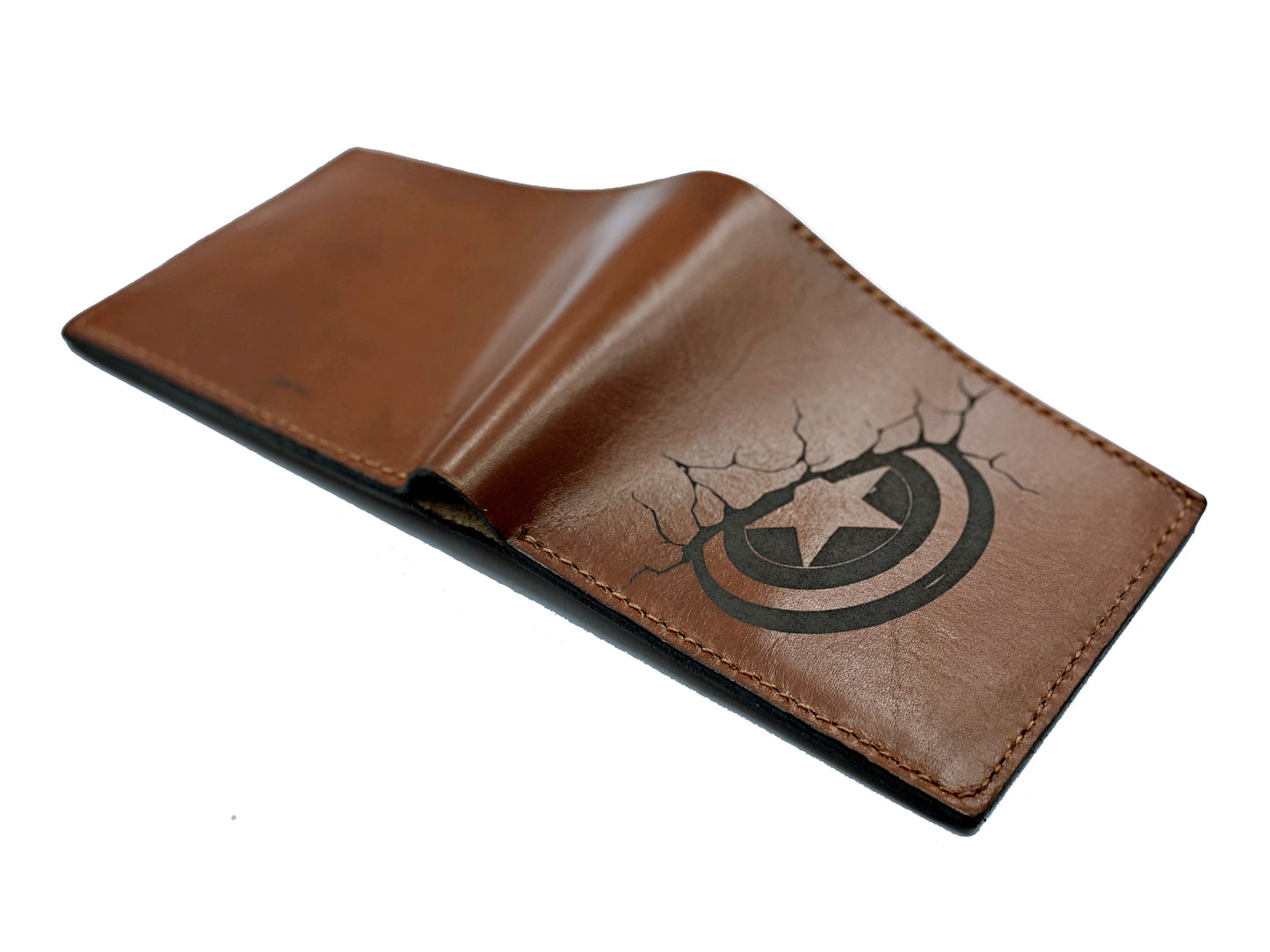 Mayan Corner - Superheroes leather handmade wallet, customized men's wallet, Leather gift ideas for men - Ironman Arc reactor symbol