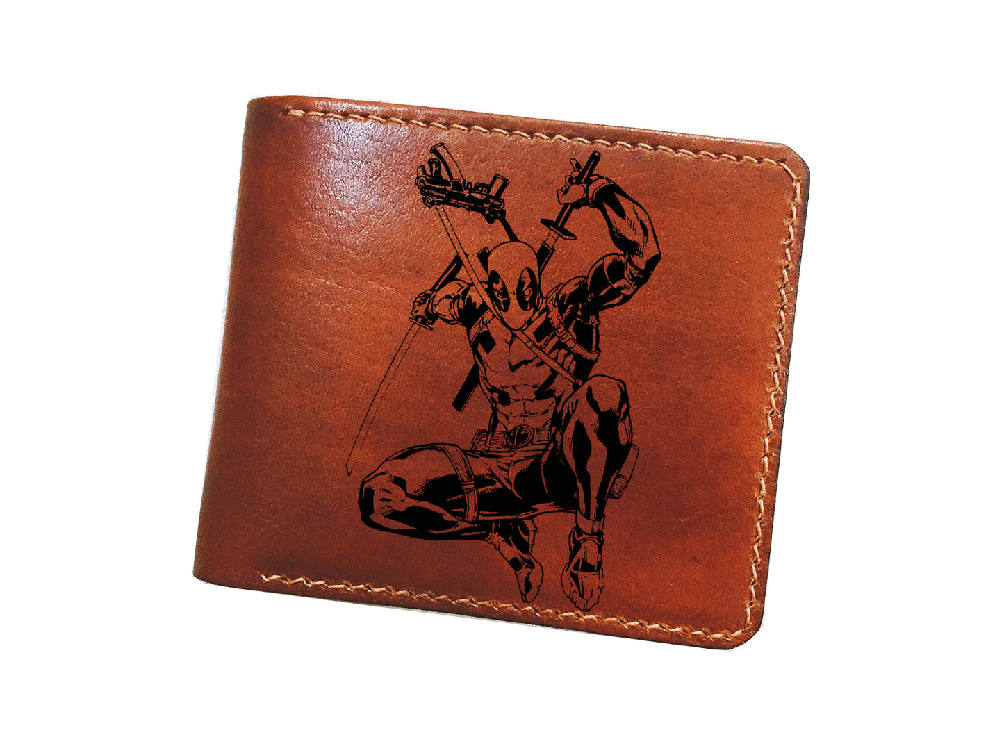 Mayan Corner - Deadpool superheroes leather handmade men's wallet, custom gifts for him, father's day gifts
