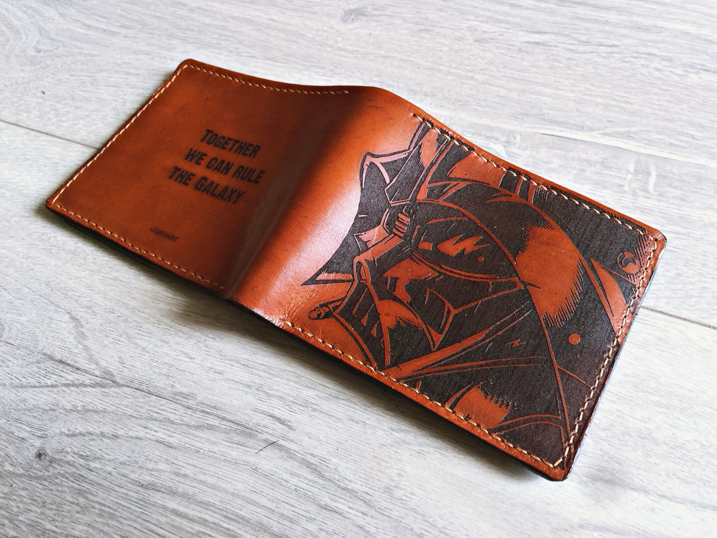 Mayan Corner - Darth Vader Mask Starwars personalized leather handmade men's wallet, custom anniversary gifts for him, Father boyfriend brother special present