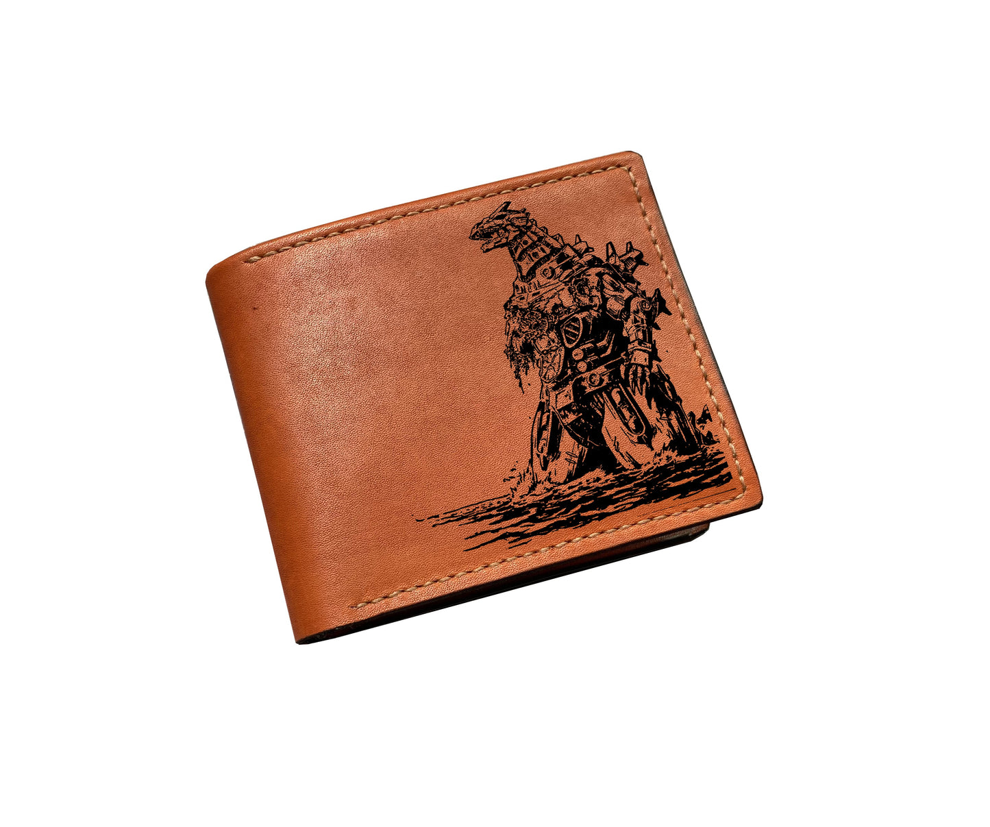 Mayan Corner - Classic Godzilla painting leather wallet, customized wallet for him, christmas leather present ideas for men