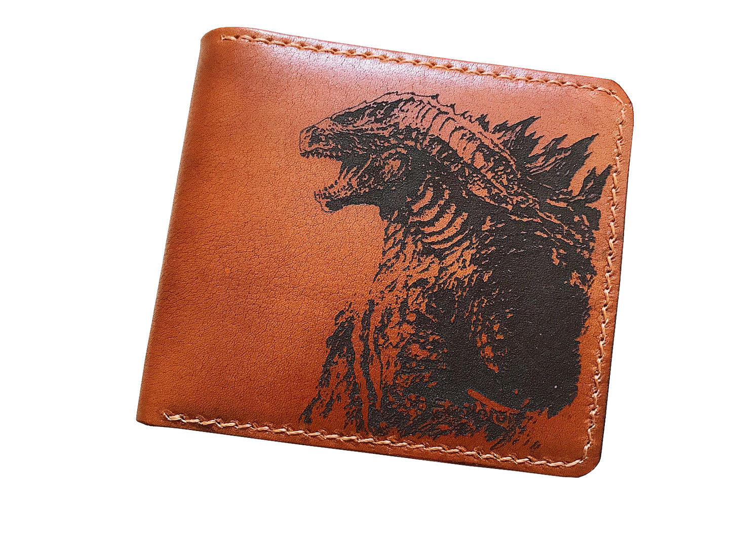 Mayan Corner - Godzilla King of the Monster leather handmade men's wallet, custom gifts for him, father's day gifts