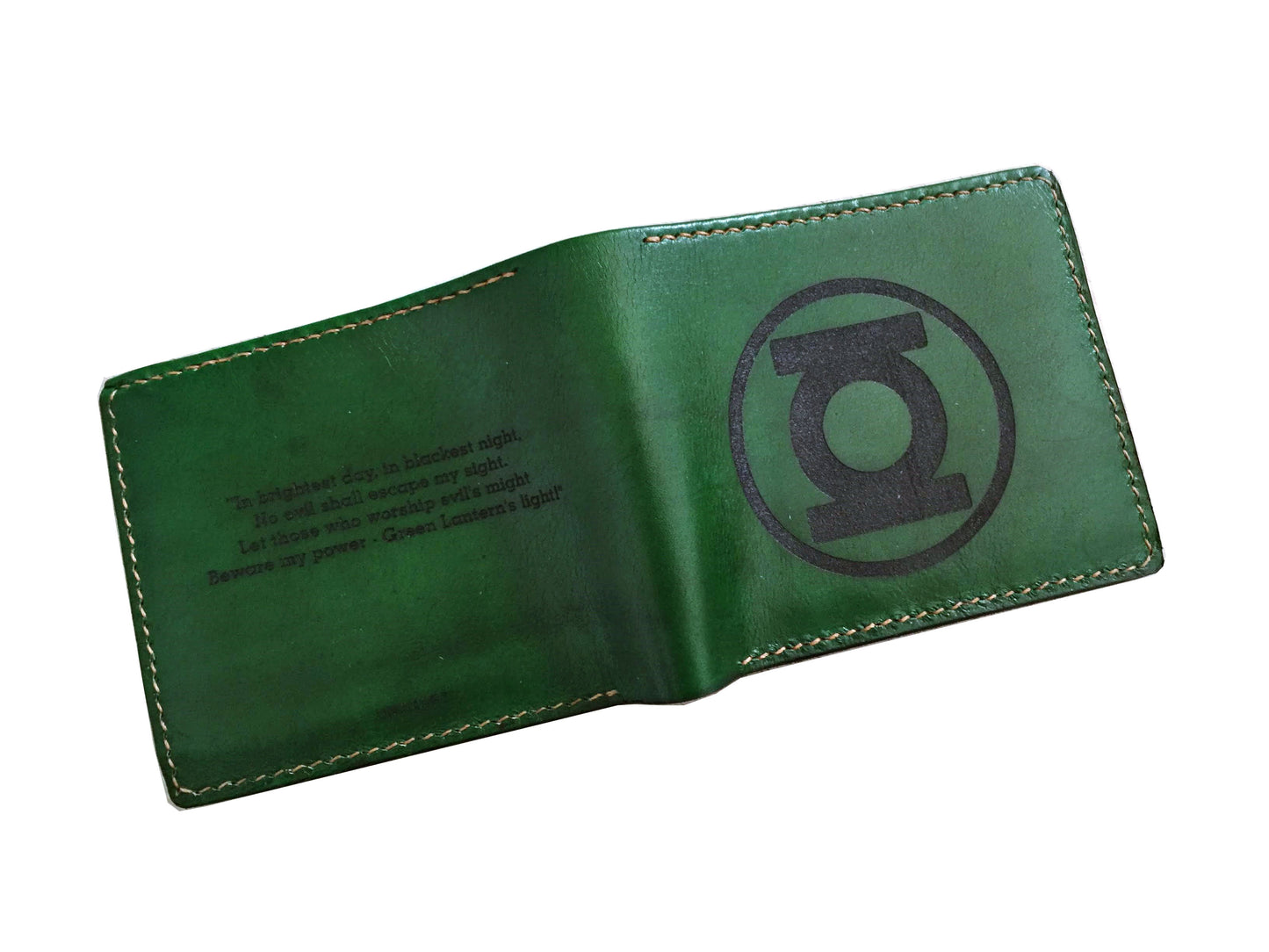 Mayan Corner - Green lantern leather handmade men's wallet, custom superheroes gifts for him, father's day gifts