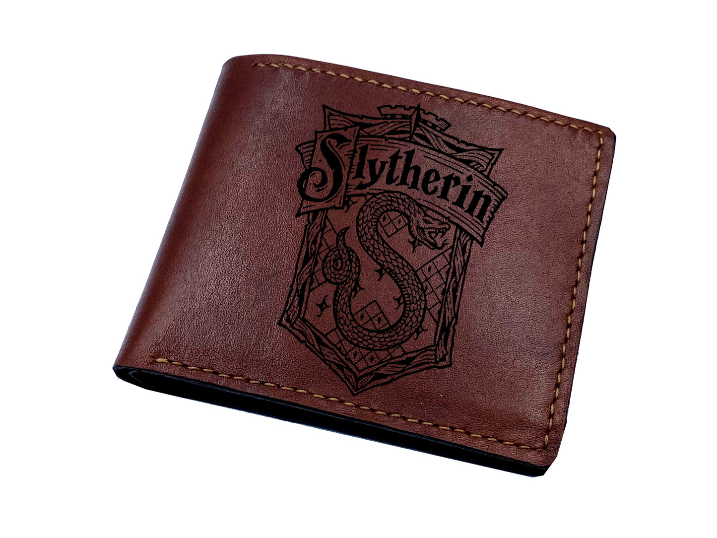 Mayan Corner - Custom leather wallet, Harry Porter Hogwarts School of Witchcraft and Wizardry logo houses wallet, leather gift for boyfriend