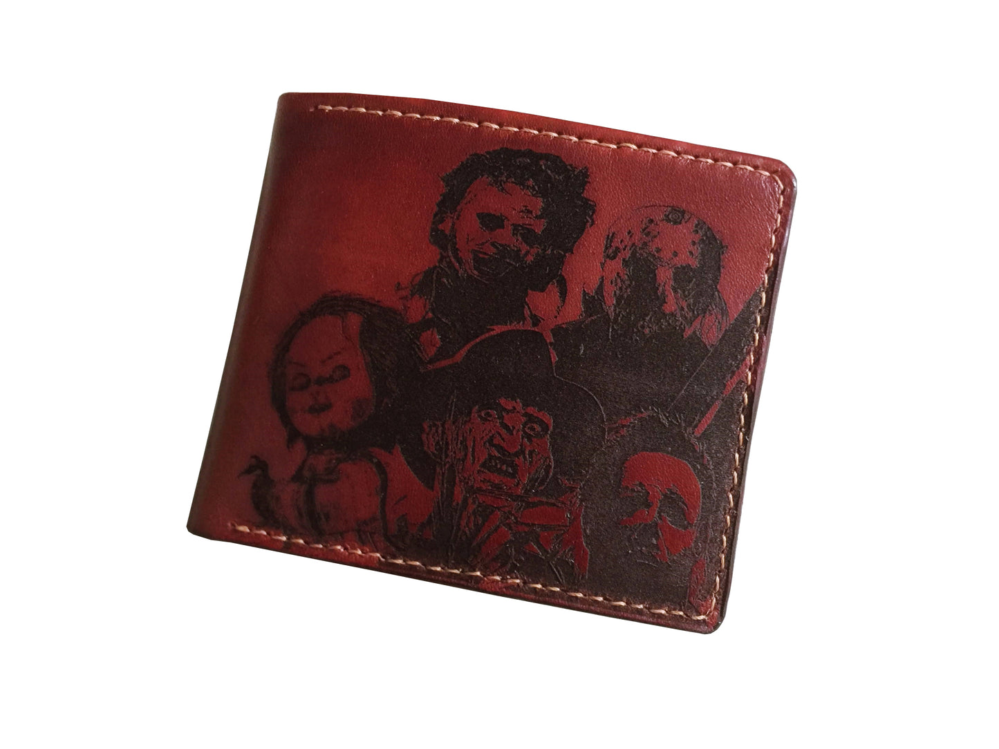 Mayan Corner - Horror characters leather handmade men's wallet, custom gifts for him, father's day gifts, anniversary gift for men