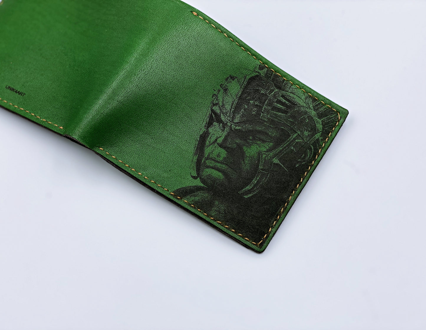 Mayan Corner - Hulk the Green warrior superheroes leather handmade men's wallet, custom gifts for him, father's day gifts