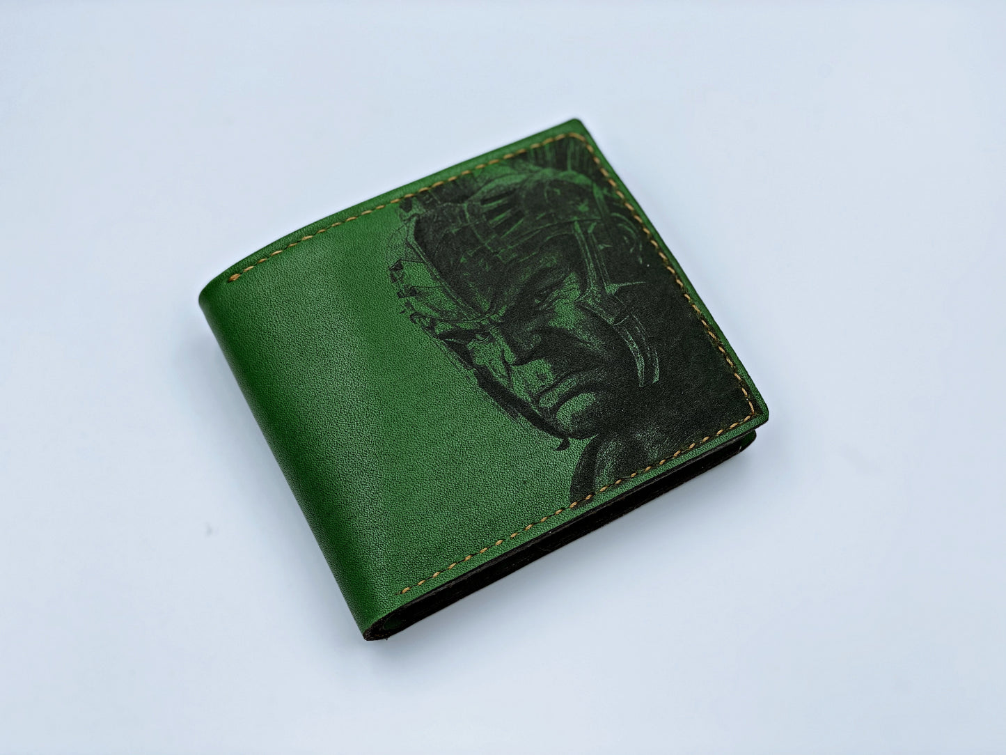 Mayan Corner - Hulk the Green warrior superheroes leather handmade men's wallet, custom gifts for him, father's day gifts