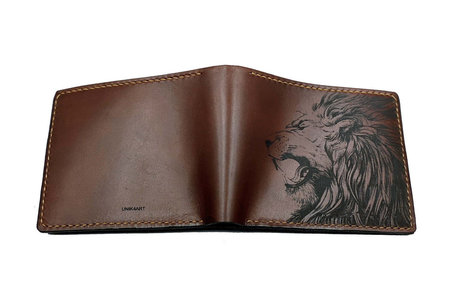 Mayan Corner - Lion animal leather handmade men's wallet, custom gifts for him, father's day birthday gifts, anniversary gift for men