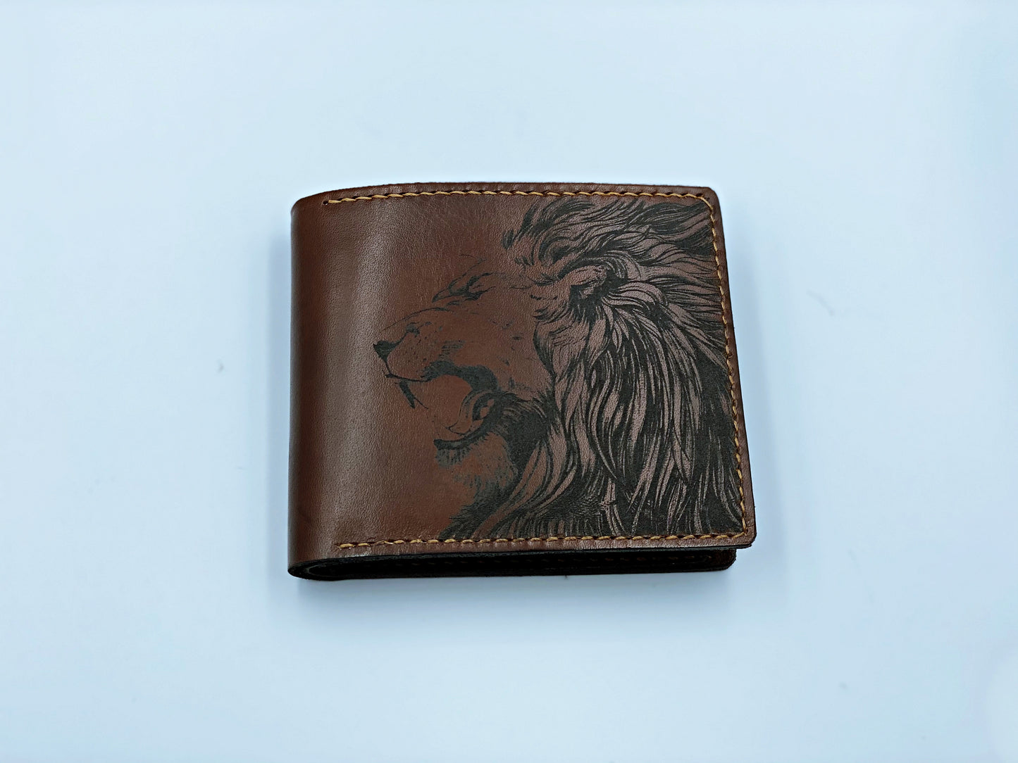 Mayan Corner - Lion animal leather handmade men's wallet, custom gifts for him, father's day birthday gifts, anniversary gift for men