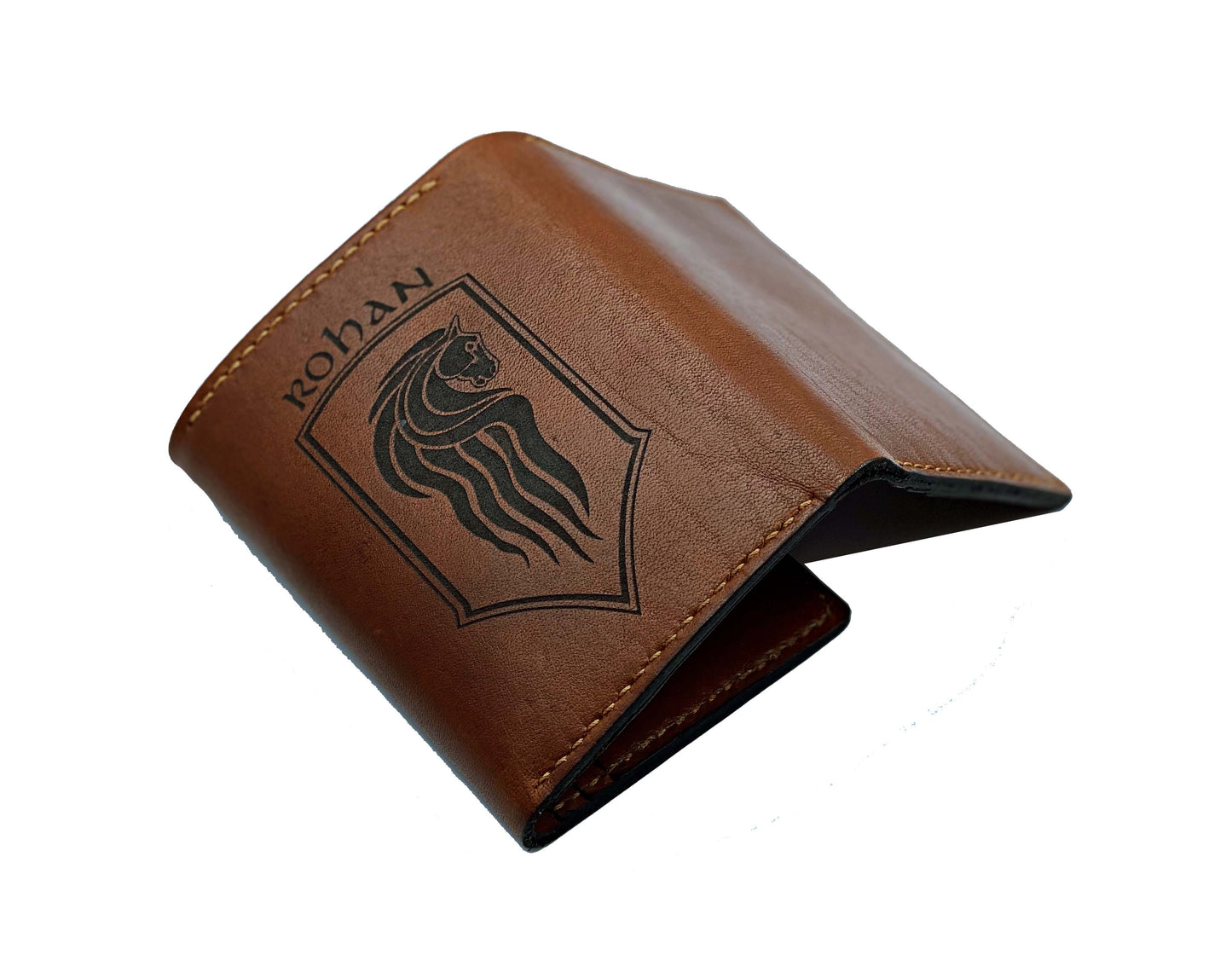 Mayan Corner - Personalized leather handmade wallet, The Lord of the Rings wallet, Rohan horse The Rohirrim leather art, lord of the rings leather gift for dad, birthday gift idea for husband, boyfriend