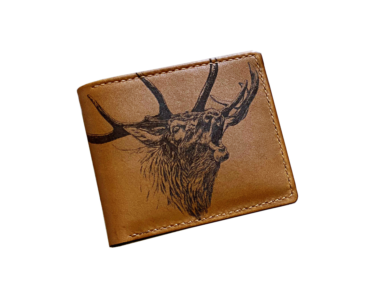 Mayan Corner - Elk Deer Forest hunter leather handmade men's wallet, custom gifts for him, father's day gifts