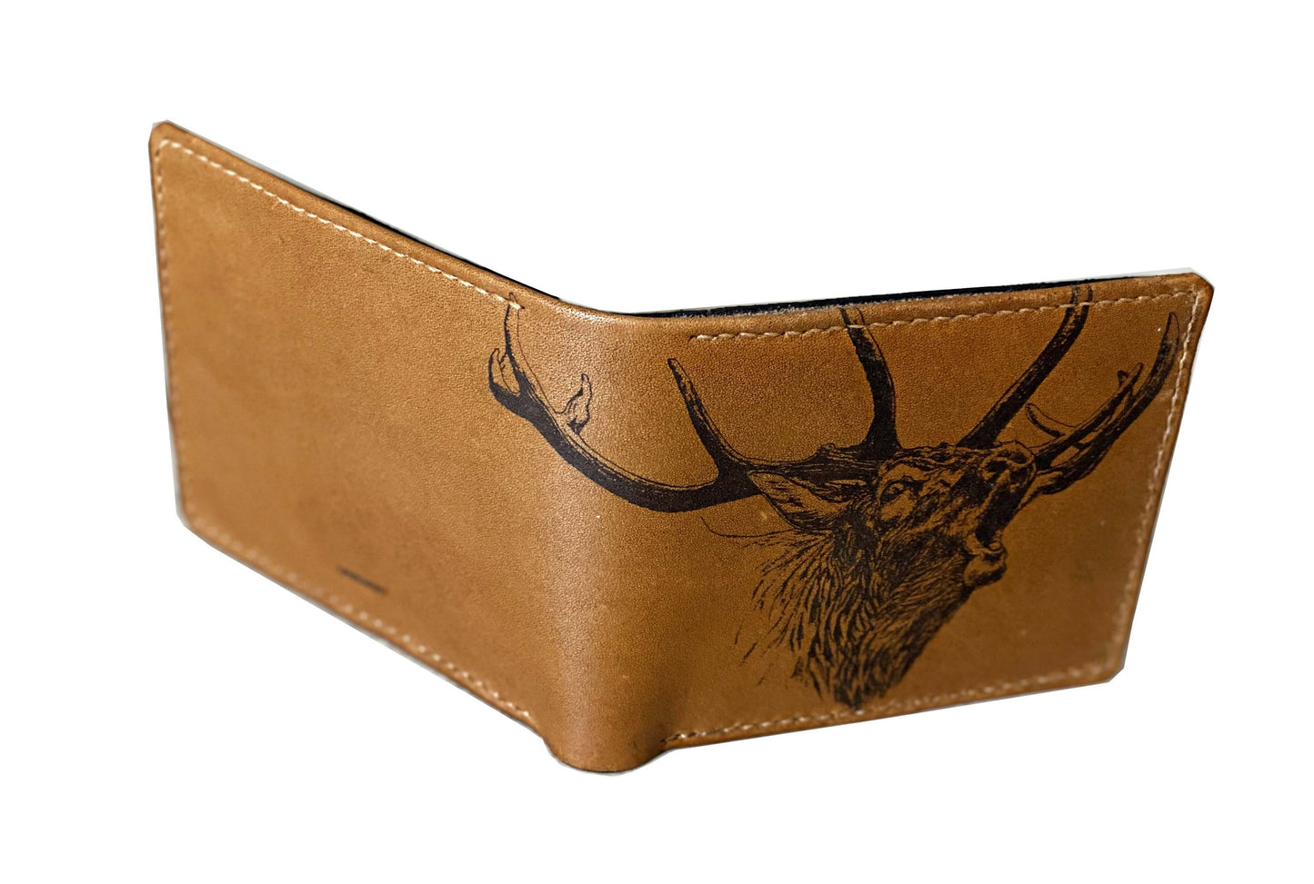 Mayan Corner - Elk Deer Forest hunter leather handmade men's wallet, custom gifts for him, father's day gifts