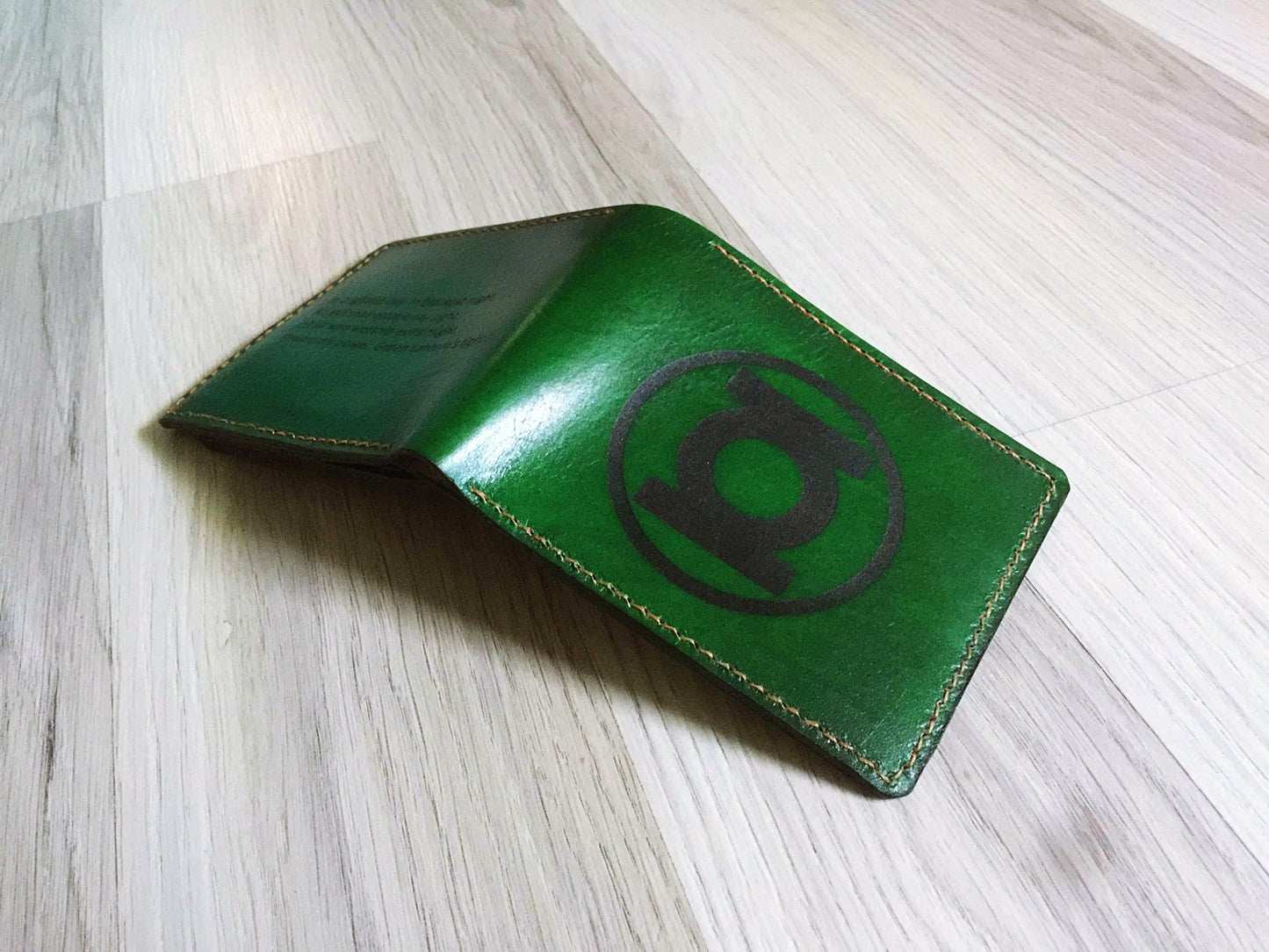 Mayan Corner - Green lantern leather handmade men's wallet, custom superheroes gifts for him, father's day gifts