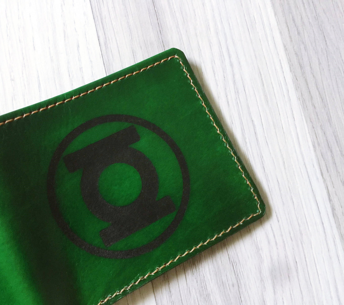 Mayan Corner - Green lantern leather handmade men's wallet, custom superheroes gifts for him, father's day gifts