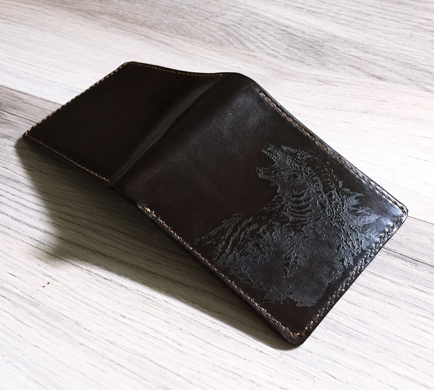 Mayan Corner - Godzilla King of the Monster leather handmade men's wallet, custom gifts for him, father's day gifts