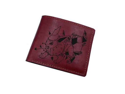 Mayan Corner - Pokemon geometric art leather wallet, customized leather gift for men, pokemon gift ideas -  Flareon PK27107