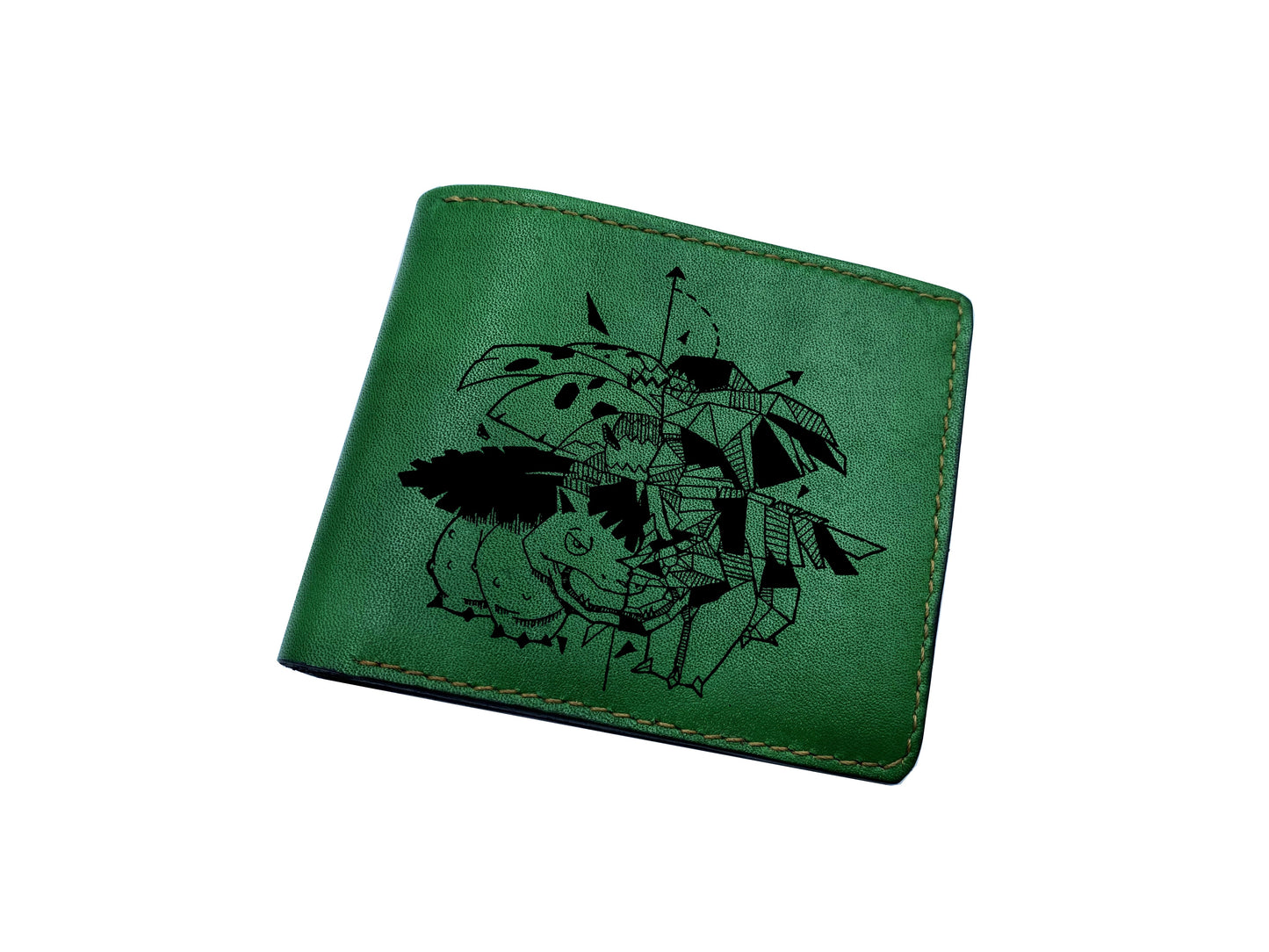 Mayan Corner - Pokemon geometric art leather handmade wallet, leather gift for dad, husband, brother - Blastoise/Kamex water pokemon