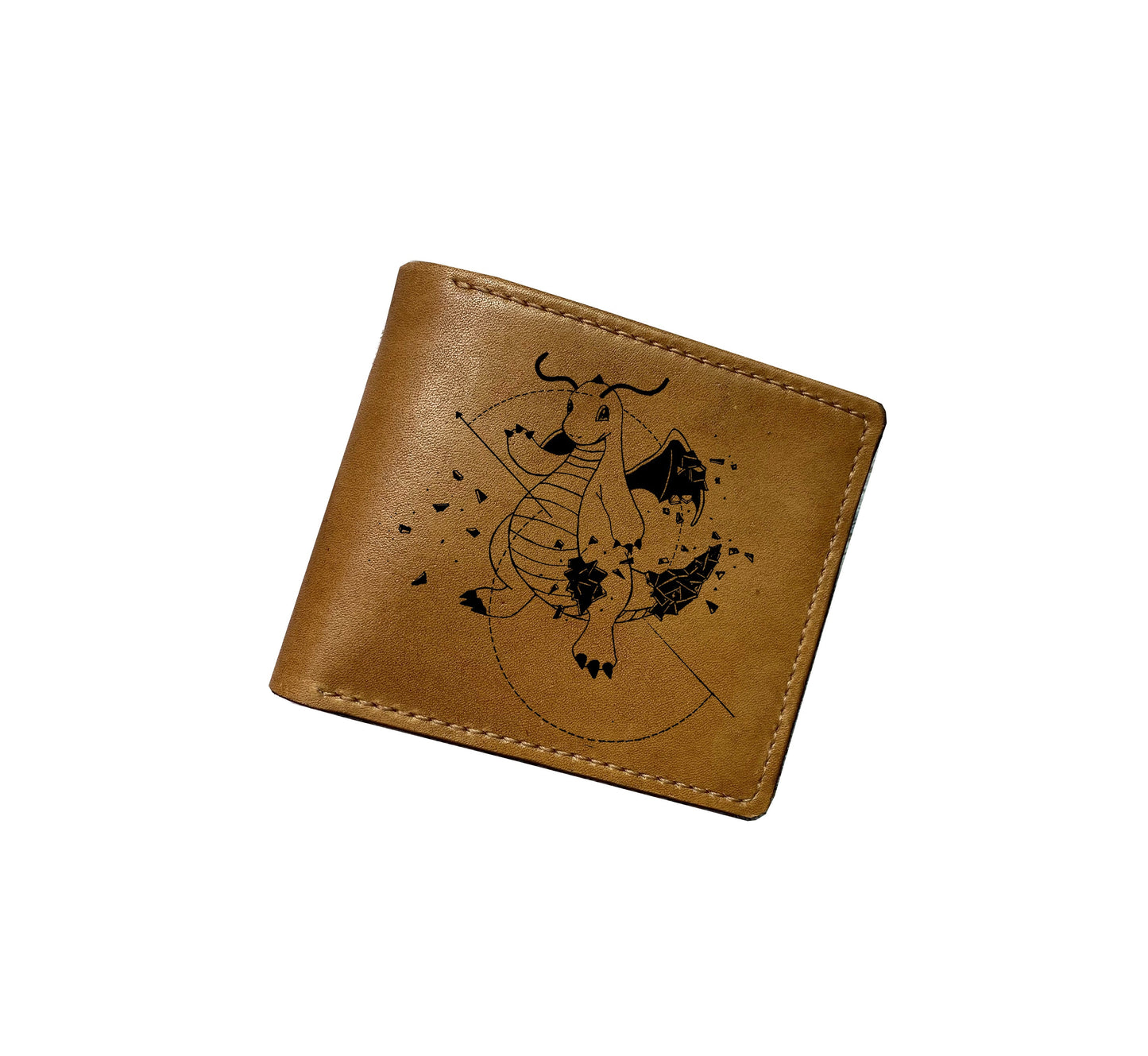 Mayan Corner - Pokemon geometric art leather handmade wallet, leather gift for dad, husband, brother - Gengar ghost pokemon