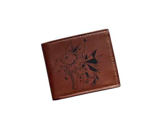 Mayan Corner - Pokemon geometric art leather wallet, customized leather gift for men, pokemon gift ideas -  Jolteon PK27106