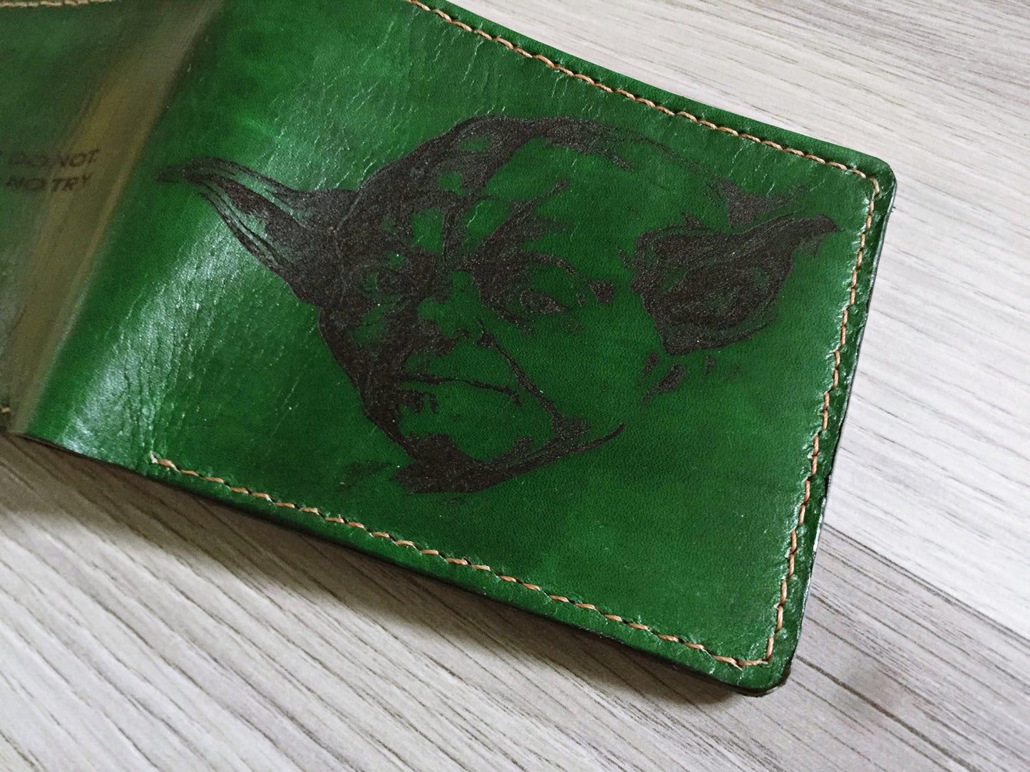Mayan Corner - Master Yoda Starwars personalized leather handmade men's wallet, custom birthday wedding anniversary present for him, Father boyfriend brother