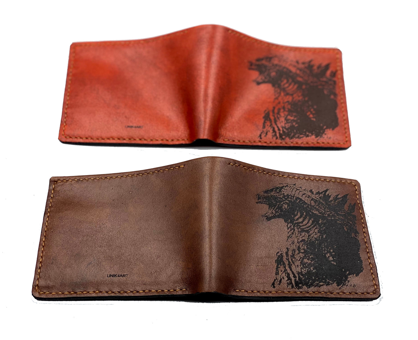 Mayan Corner - Godzilla King of the Monster leather handmade men's wallet, custom gifts for him, father's day gifts