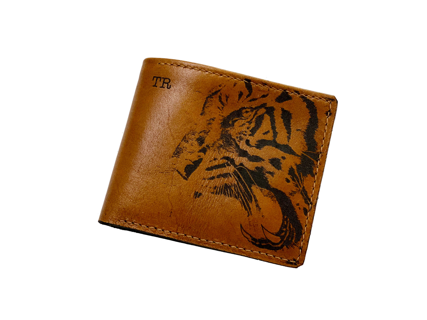 Mayan Corner - Tiger animal leather handmade men's wallet, custom gifts for him, father's day birthday gifts, anniversary gift for men