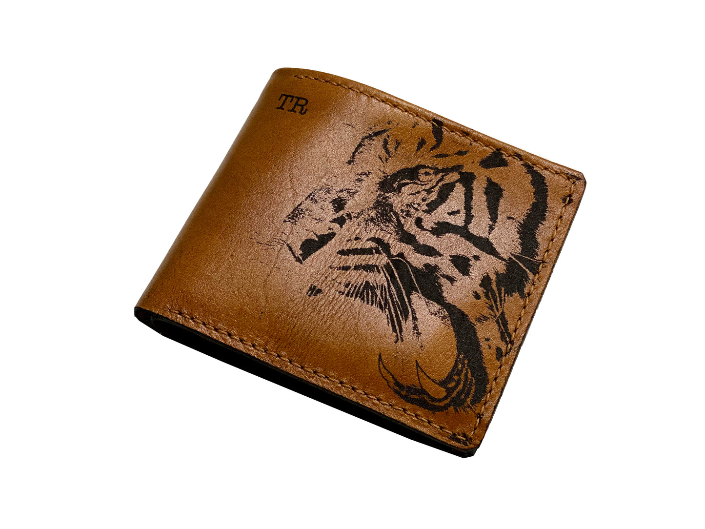 Mayan Corner - Tiger animal leather handmade men's wallet, custom gifts for him, father's day birthday gifts, anniversary gift for men