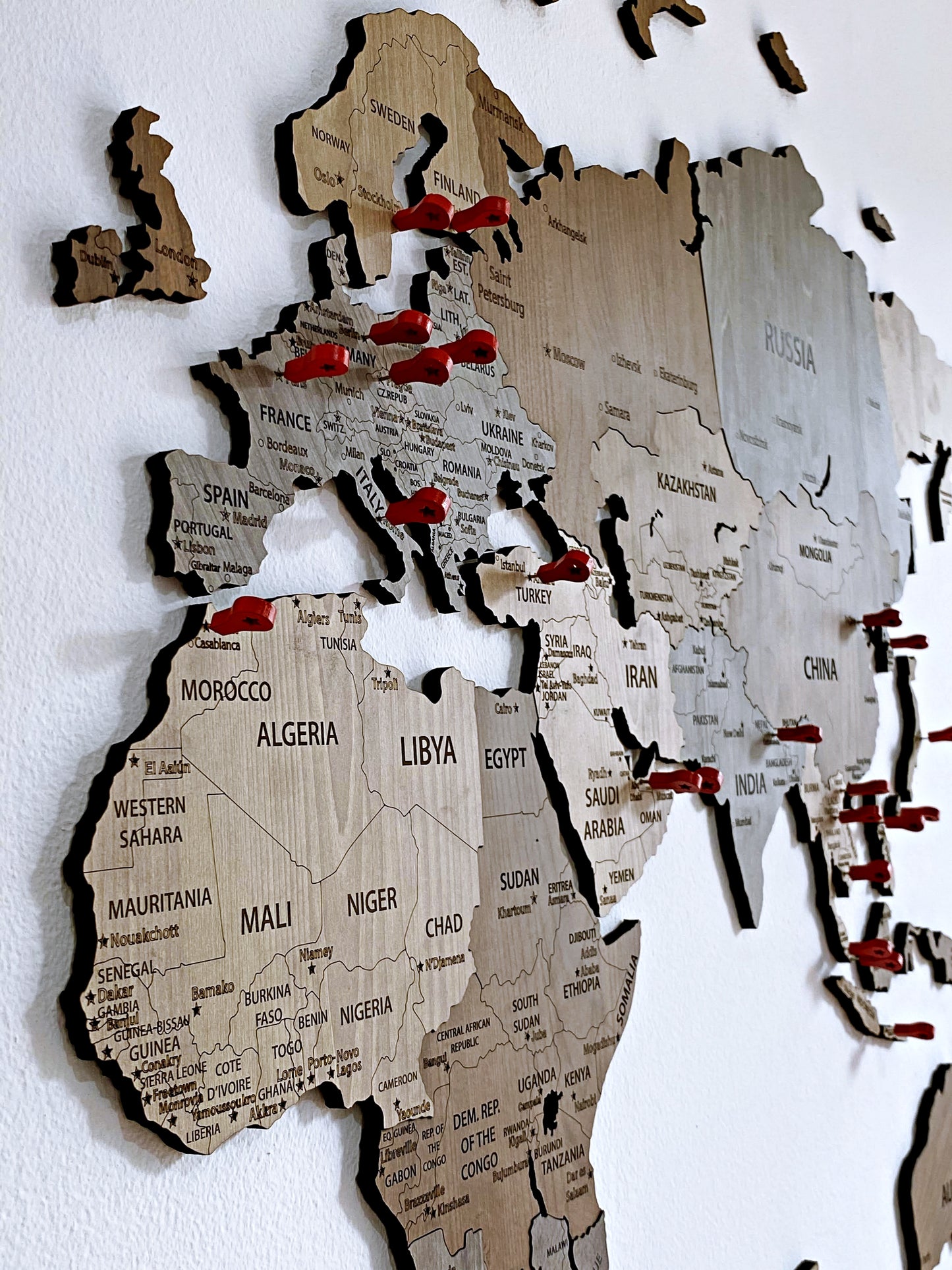World map wooden map wall decor, wooden home decoration, wall art map, livingroom, kitchen, bedroom rustic decor - 01