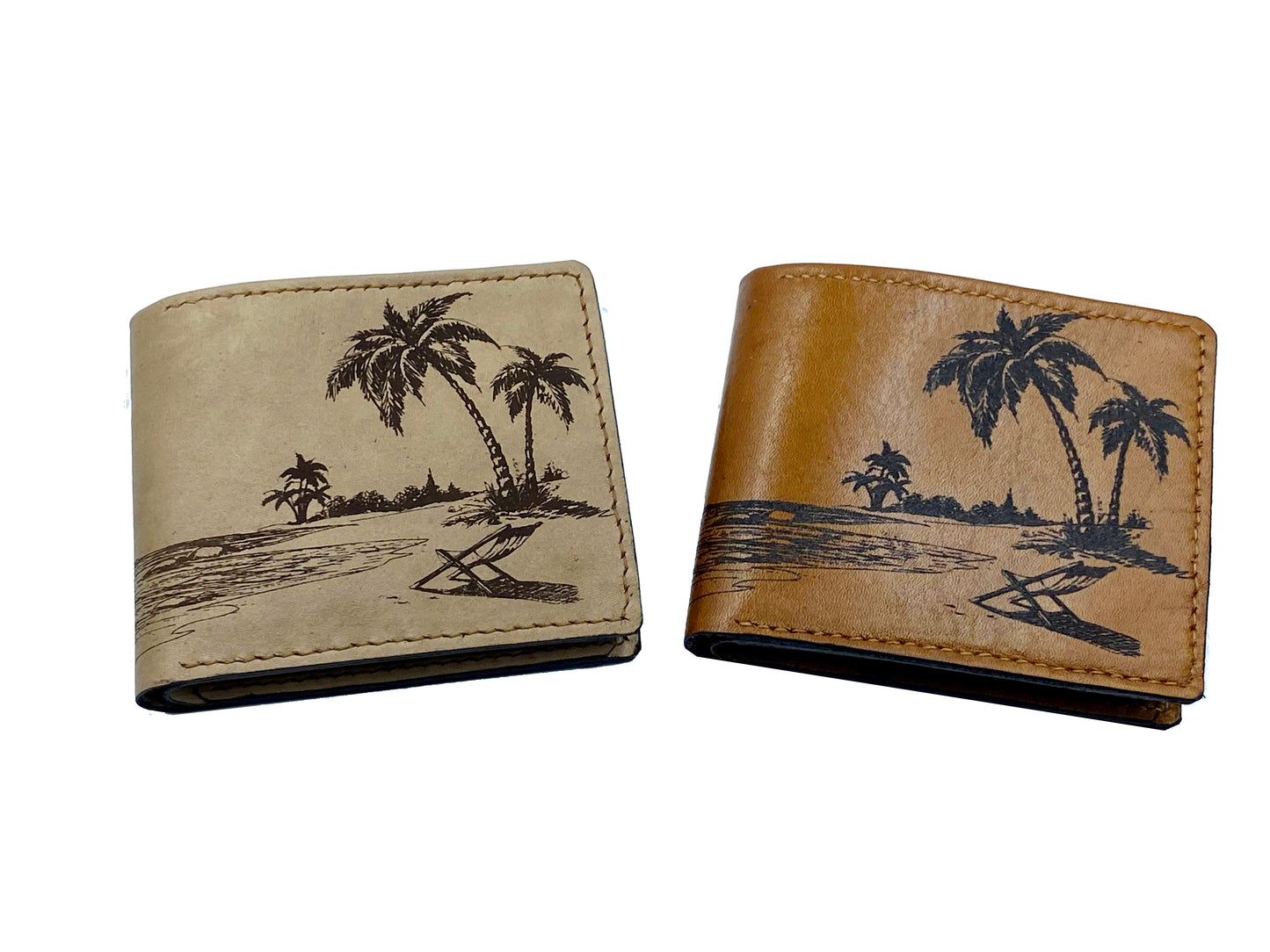 Mayan Corner - Beach landscape tropical leather handmade men's wallet, special gift for men, anniversary birthday wedding present for dad, husband, boyfriend, brother