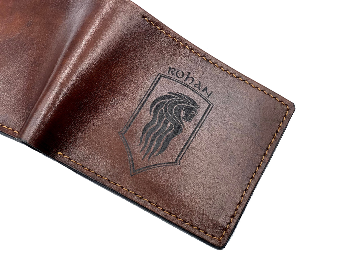 Mayan Corner - Personalized leather handmade wallet, The Lord of the Rings wallet, Rohan horse The Rohirrim leather art, lord of the rings leather gift for dad, birthday gift idea for husband, boyfriend