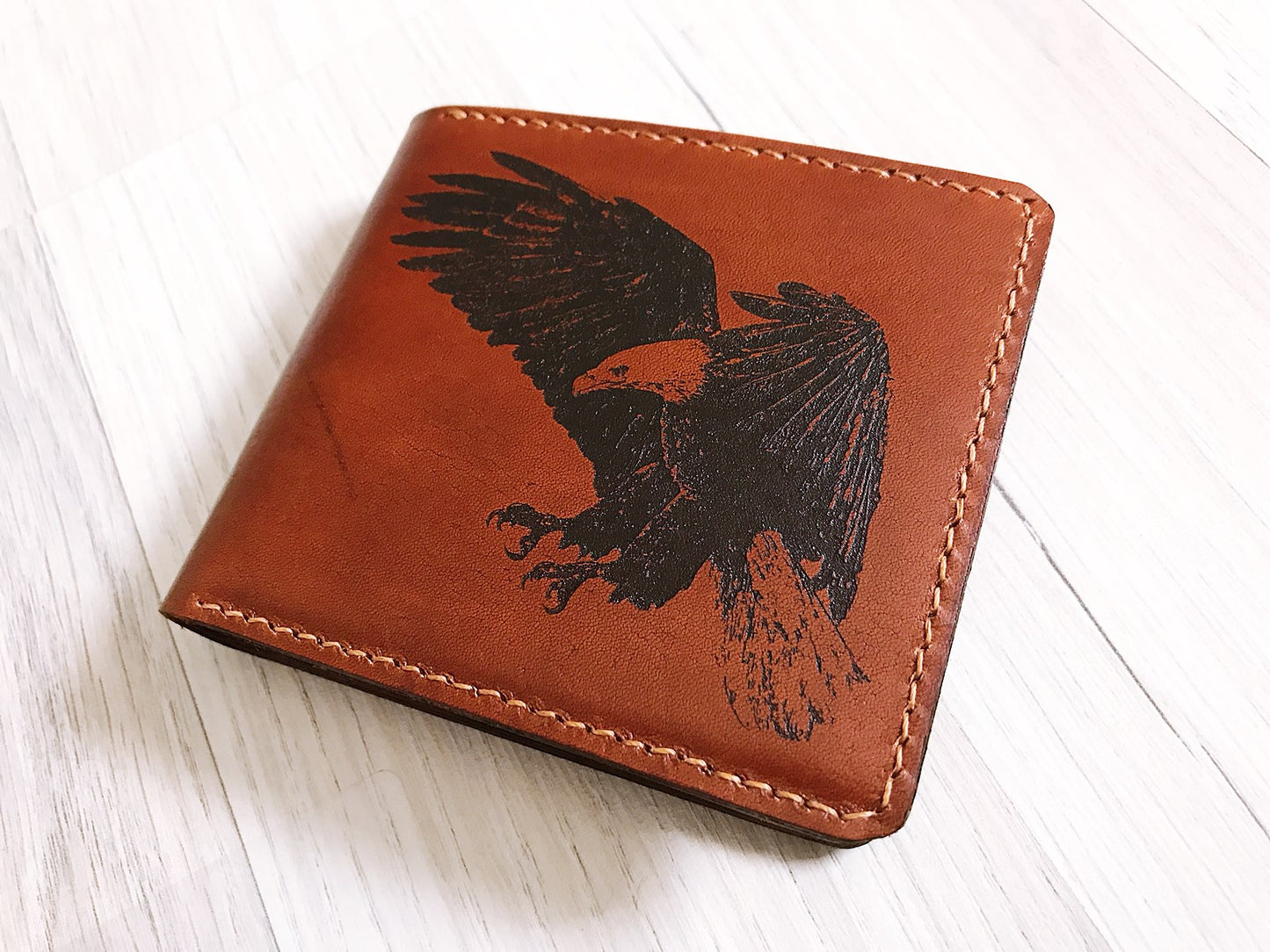 Mayan Corner - Eagle animal leather handmade men's wallet, custom gifts for him, father's day gifts, anniversary gift for men
