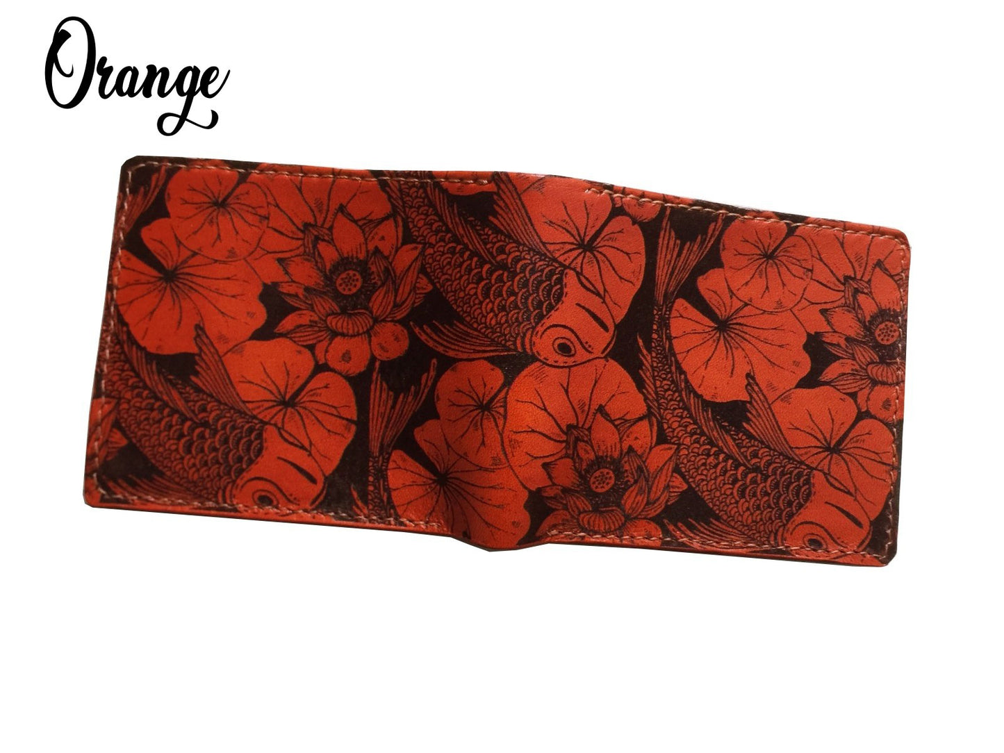 Mayan Corner - Koi animal pattern leather handmade men's wallet, custom gifts for him, father's day gifts, birthday gift 2021