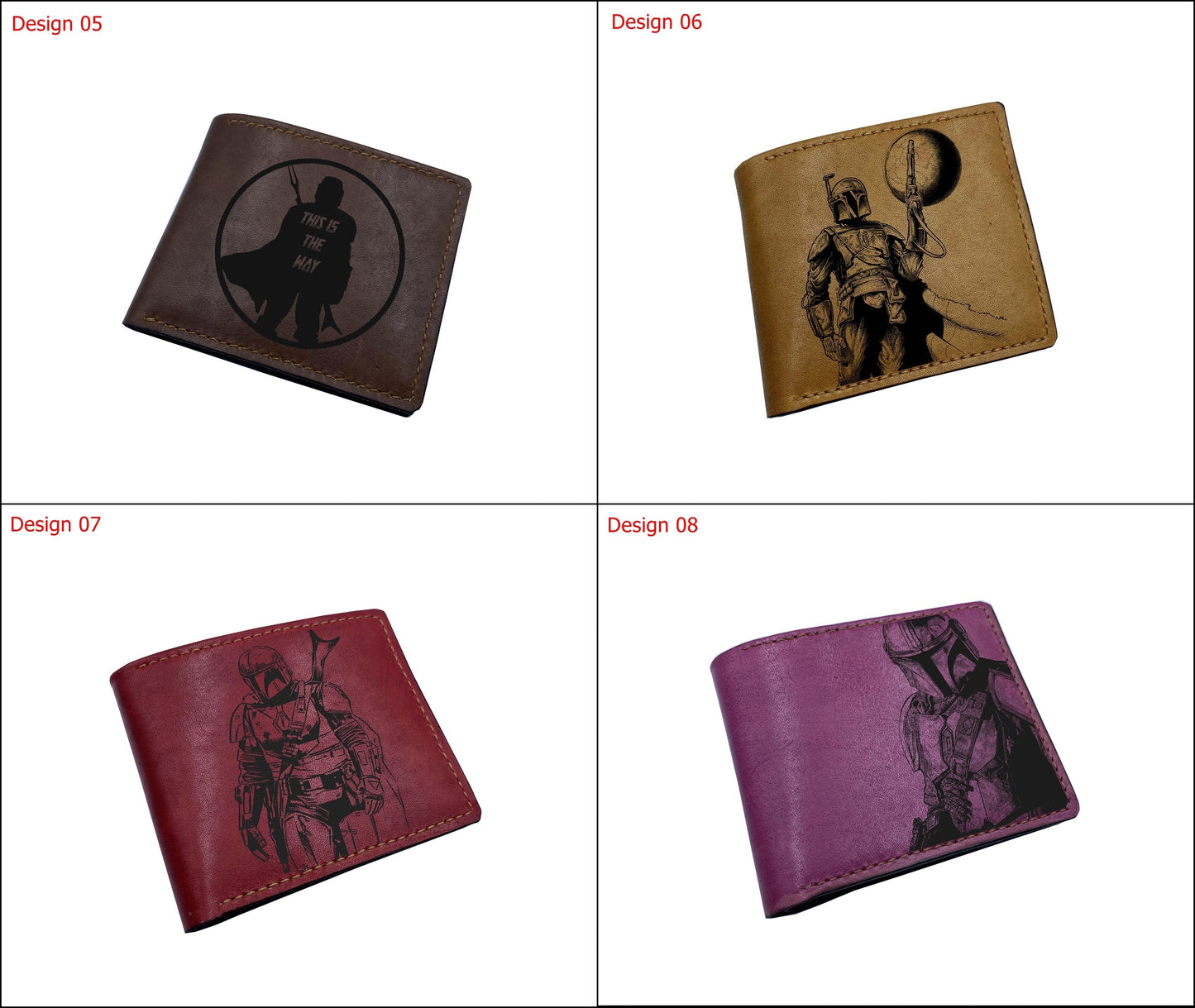Christmas gifts idea for men, Customized leather wallet for dad, Starwars Mandalorian wallet, genuine leather bifold card wallet