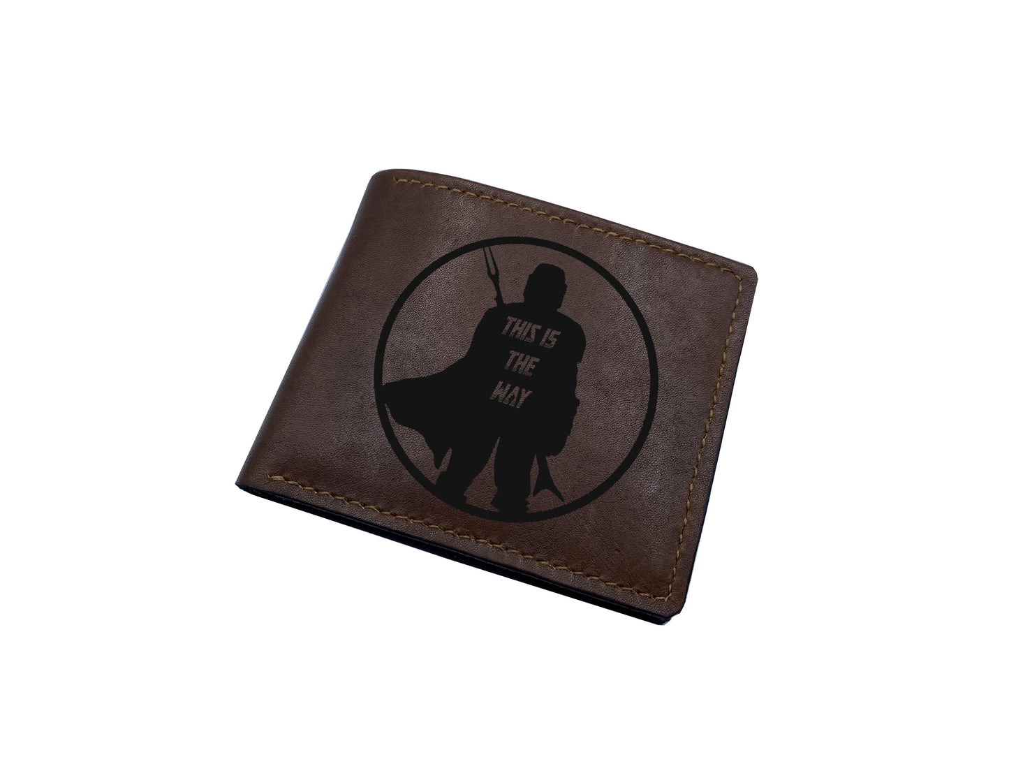 Christmas gifts idea for men, Customized leather wallet for dad, Starwars Mandalorian wallet, genuine leather bifold card wallet