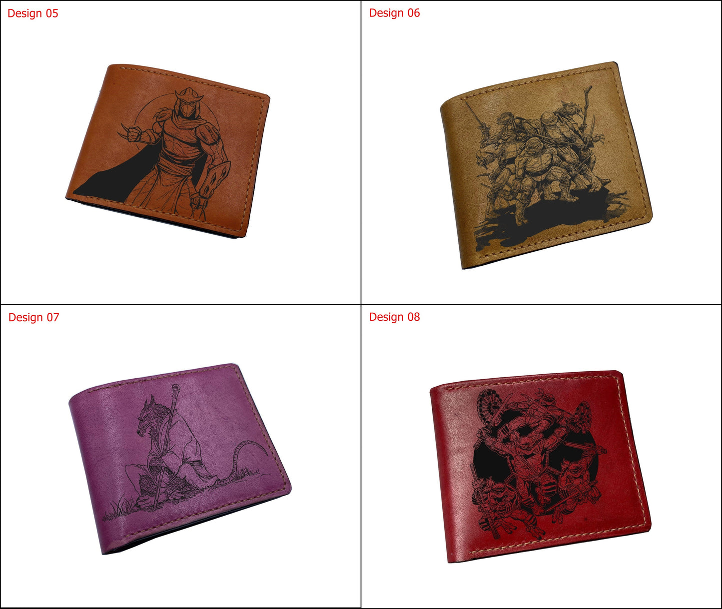 Mayan Corner - Personalized genuine leather handmade wallet, leather gift ideas for him, ninja turtle leather art wallet - 01112210