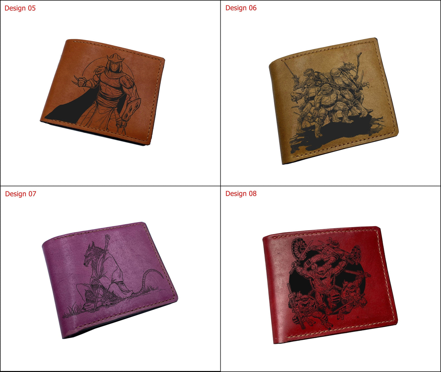 Mayan Corner - Personalized genuine leather handmade wallet, leather gift ideas for him, ninja turtle leather art wallet - master splinter - 01112213